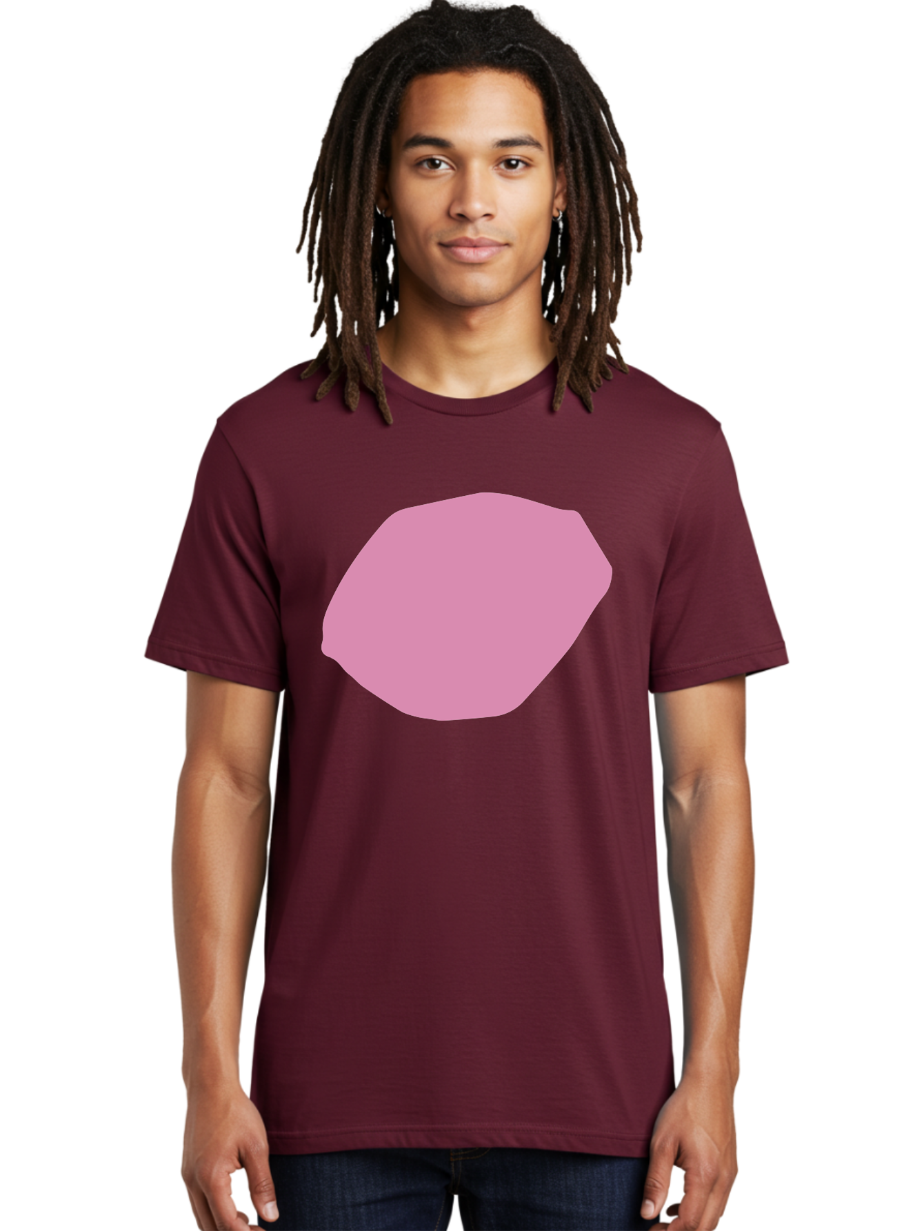 Pink-Shape-1 Men'S Graphic Tee, 100% Cotton, Comfortable Casual Summer Wear, Machine Washable, Pink Abstract Shape, Geometric Form, Pastel Color, Modern Design, Simple Composition, Artistic Element, Digital Art Aab628