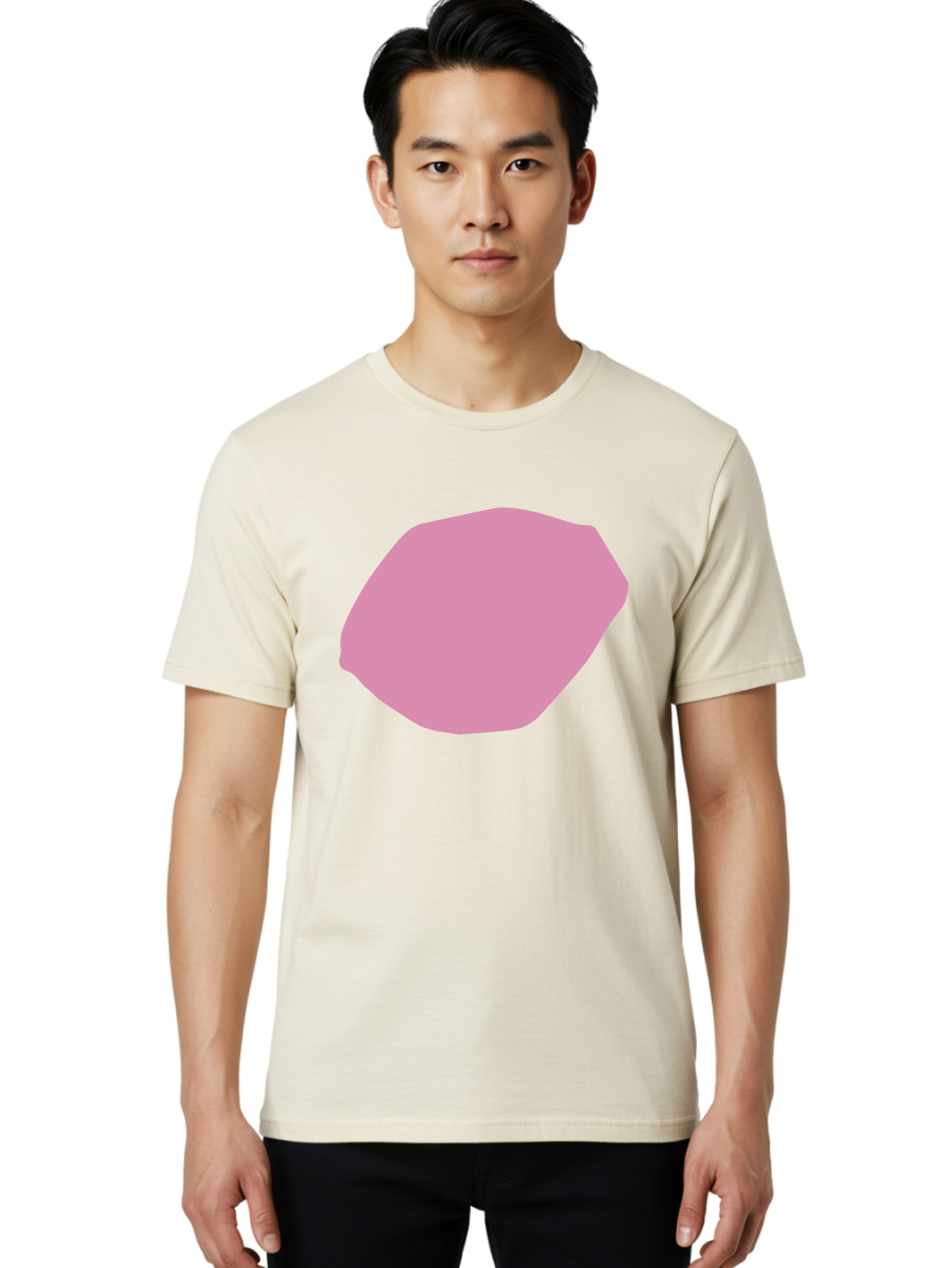 Pink-Shape-1 Men'S Graphic Tee, 100% Cotton, Comfortable Casual Summer Wear, Machine Washable, Pink Abstract Shape, Geometric Form, Pastel Color, Modern Design, Simple Composition, Artistic Element, Digital Art Aab628