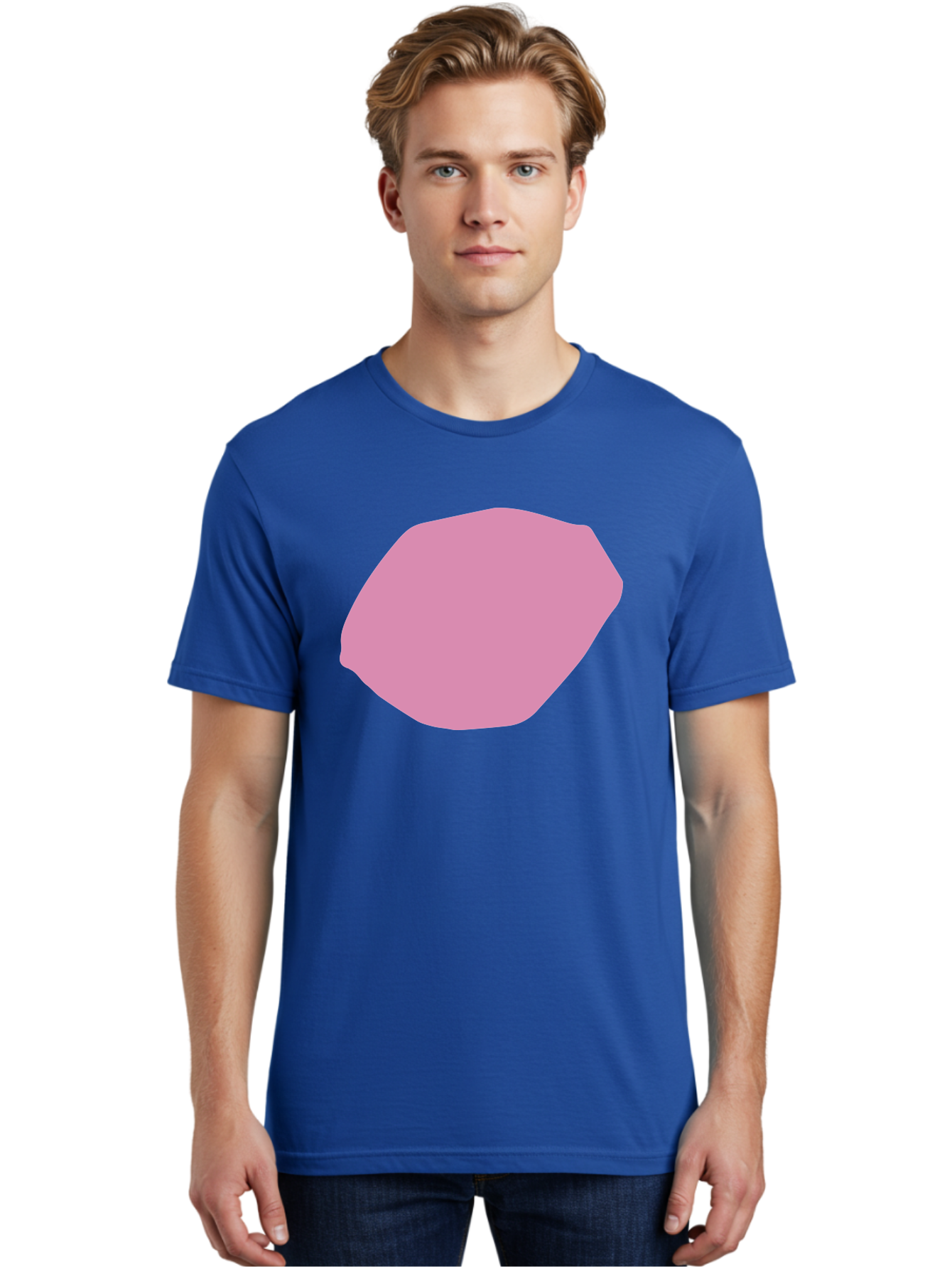 Pink-Shape-1 Men'S Graphic Tee, 100% Cotton, Comfortable Casual Summer Wear, Machine Washable, Pink Abstract Shape, Geometric Form, Pastel Color, Modern Design, Simple Composition, Artistic Element, Digital Art Aab628