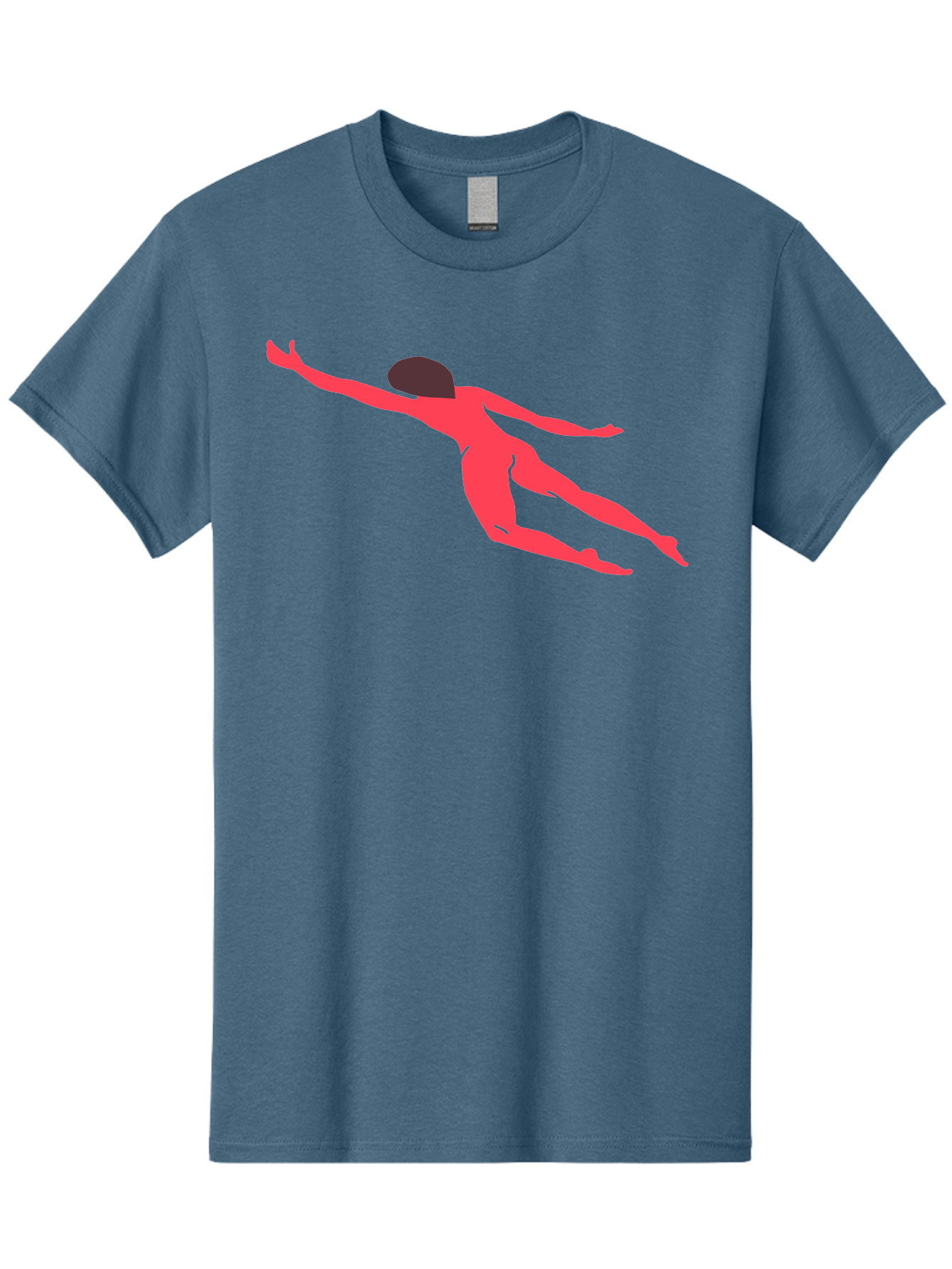 Pink-Silhouette Men'S Graphic Tee, 100% Cotton, Comfortable Casual Summer Wear, Machine Washable, Swimming Motion, Aquatic Activity, Sports, Dynamic Movement, Water Sports, Freestyle Swimmer, Red Figure, Fluid Motion Aab630
