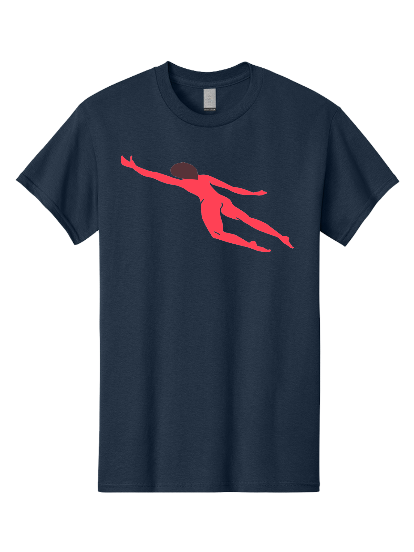 Pink-Silhouette Men'S Graphic Tee, 100% Cotton, Comfortable Casual Summer Wear, Machine Washable, Swimming Motion, Aquatic Activity, Sports, Dynamic Movement, Water Sports, Freestyle Swimmer, Red Figure, Fluid Motion Aab630