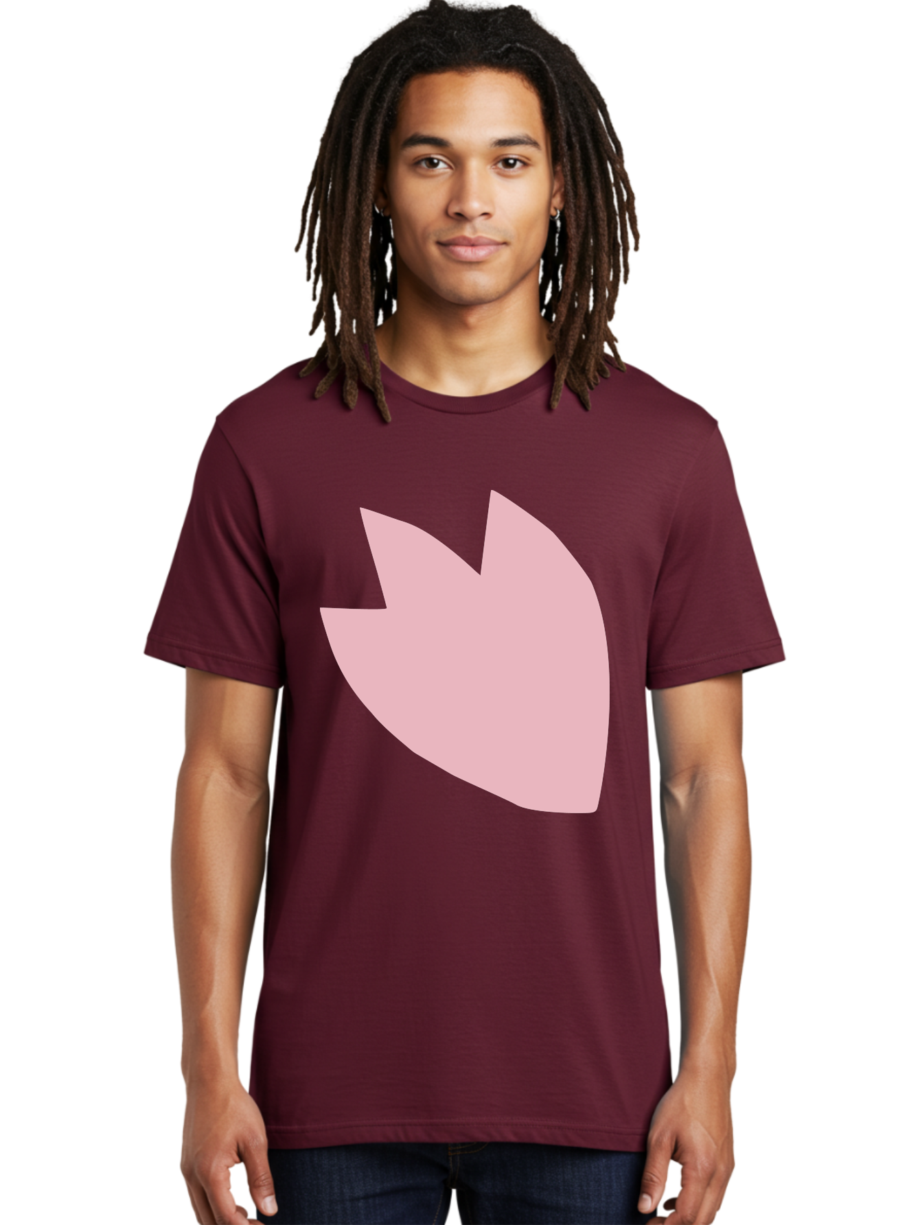 Pink-Tulip Men'S Graphic Tee, 100% Cotton, Comfortable Casual Summer Wear, Machine Washable, Pink Flower, Tulip Silhouette, Minimalist Design, Simple Shape, Floral Element, Soft Pink Hue, Abstract Shape Aab631