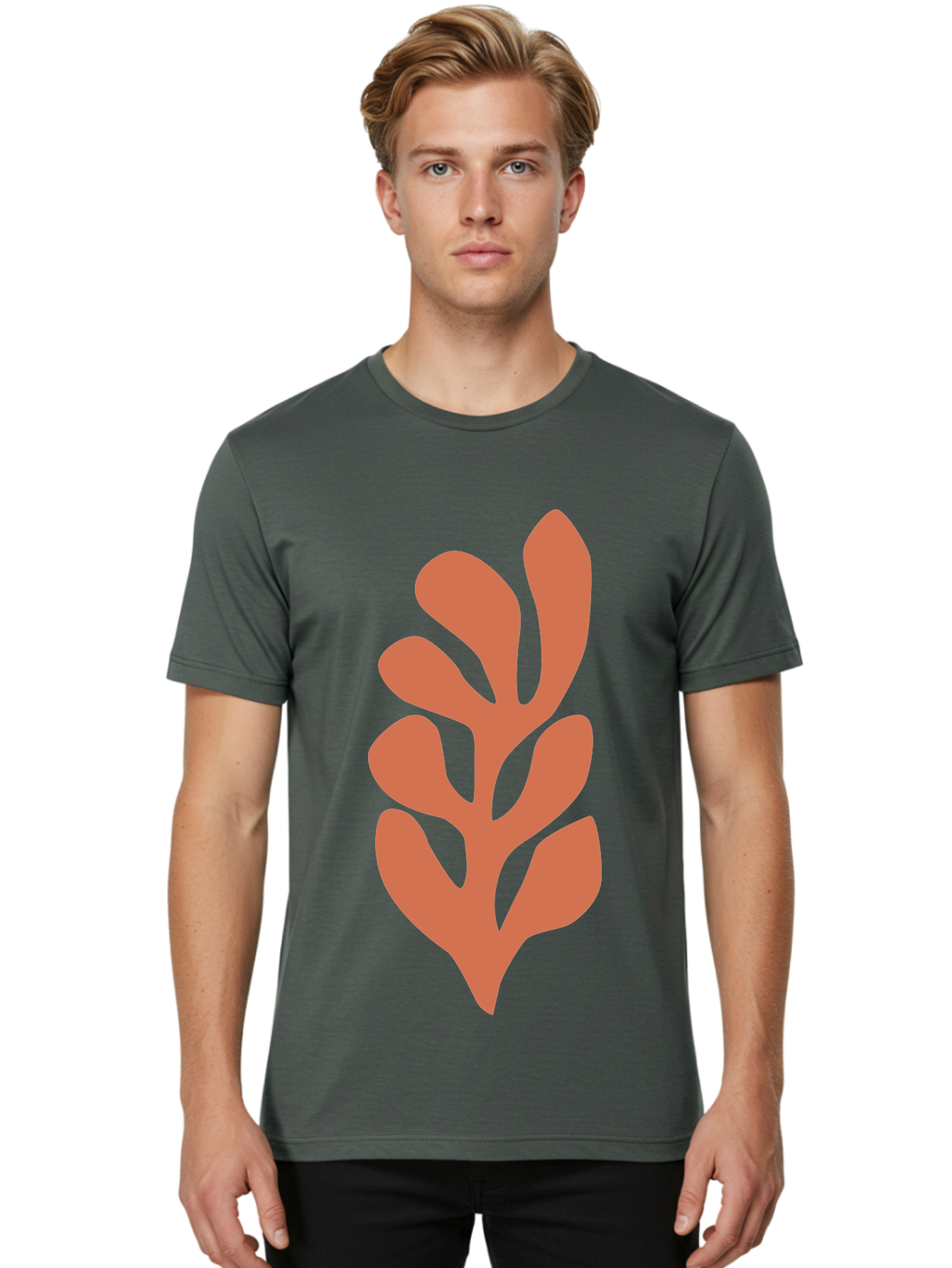 Seaweed-Silhouette-1 Men'S Graphic Tee, 100% Cotton, Comfortable Casual Summer Wear, Machine Washable, Pink Seaweed Illustration, Coral Reef, Ocean Flora, Underwater Plants, Aquatic Life, Coral Seaweed Aab633