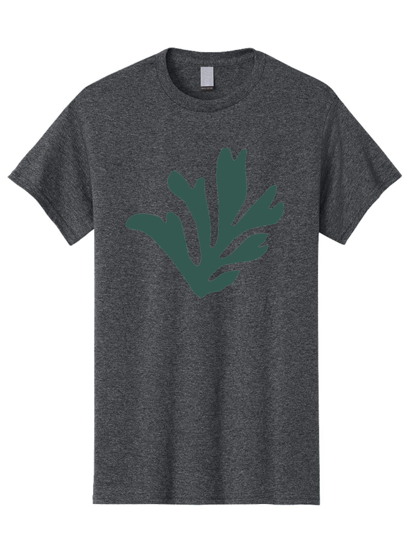 Seaweed-Silhouette Men'S Graphic Tee, 100% Cotton, Comfortable Casual Summer Wear, Machine Washable, Seaweed Silhouette, Ocean Flora, Underwater Plants, Marine Life, Dark Green, Abstract Shape, Simple Design, Minimalist Art Aab634