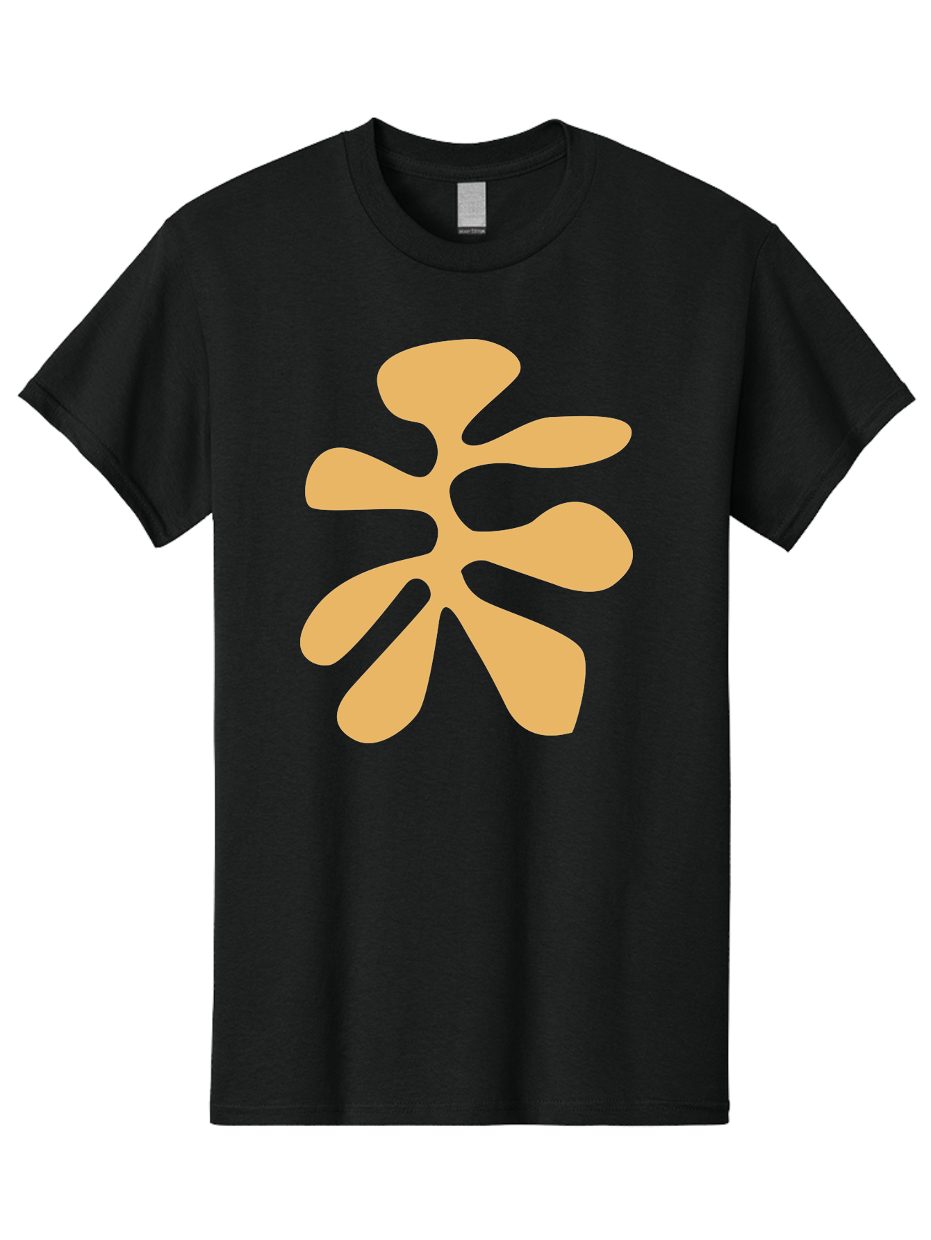 Tan-Asterisk Men'S Graphic Tee, 100% Cotton, Comfortable Casual Summer Wear, Machine Washable, Stylized Flower, Abstract Design, Modern Art, Minimalist Style, Orange Shape, Floral Motif, Simple Graphics, Contemporary Design Aab635