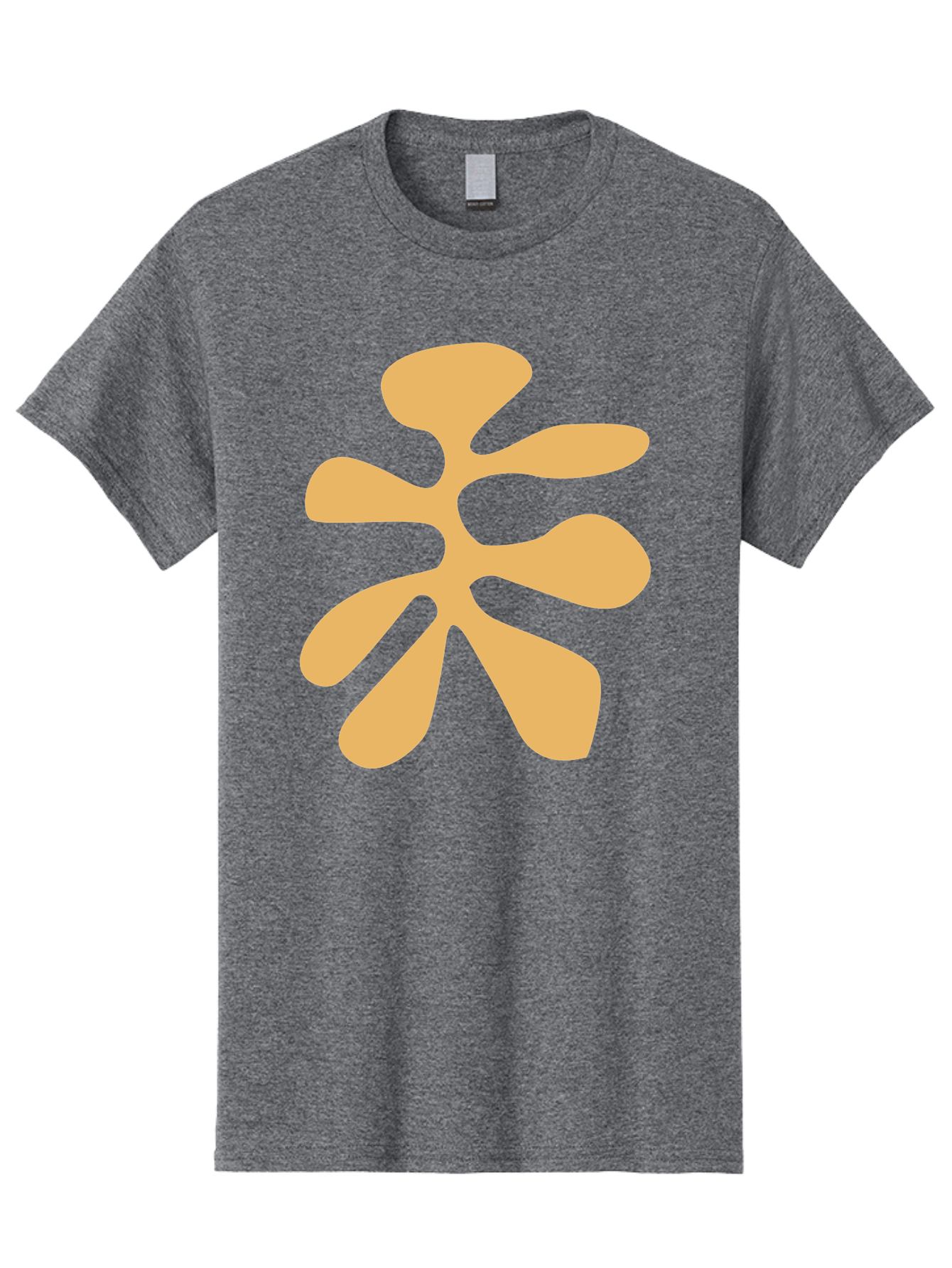 Tan-Asterisk Men'S Graphic Tee, 100% Cotton, Comfortable Casual Summer Wear, Machine Washable, Stylized Flower, Abstract Design, Modern Art, Minimalist Style, Orange Shape, Floral Motif, Simple Graphics, Contemporary Design Aab635