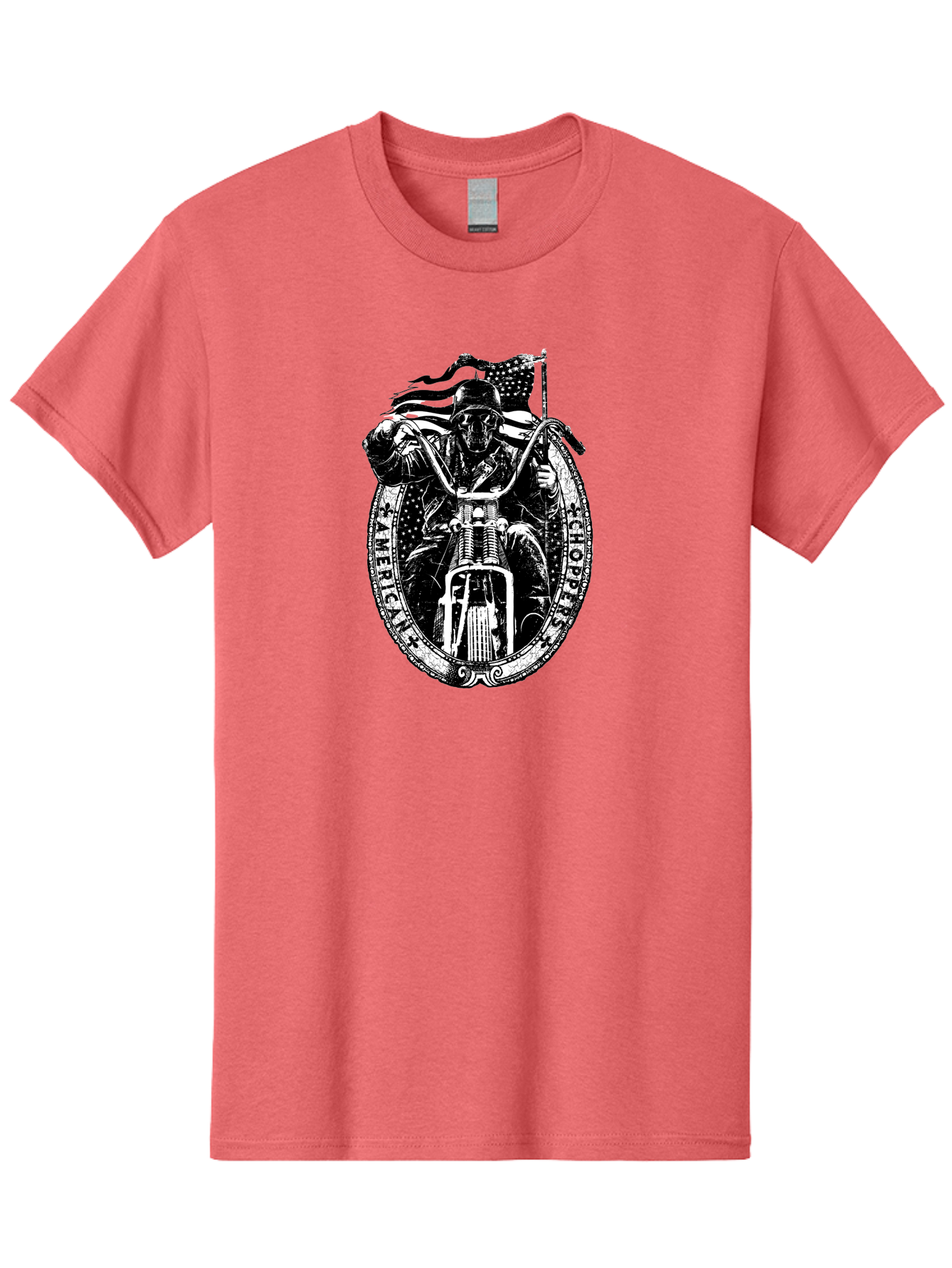 American-Chopper Men'S Graphic Tee, 100% Cotton, Comfortable Casual Summer Wear, Machine Washable, Motorcycle Culture, Biker Graphics, Patriotic Symbol, Chopper Bike, Skull Rider, American Flag, Bold Design, Black And White Illustration, Aab642