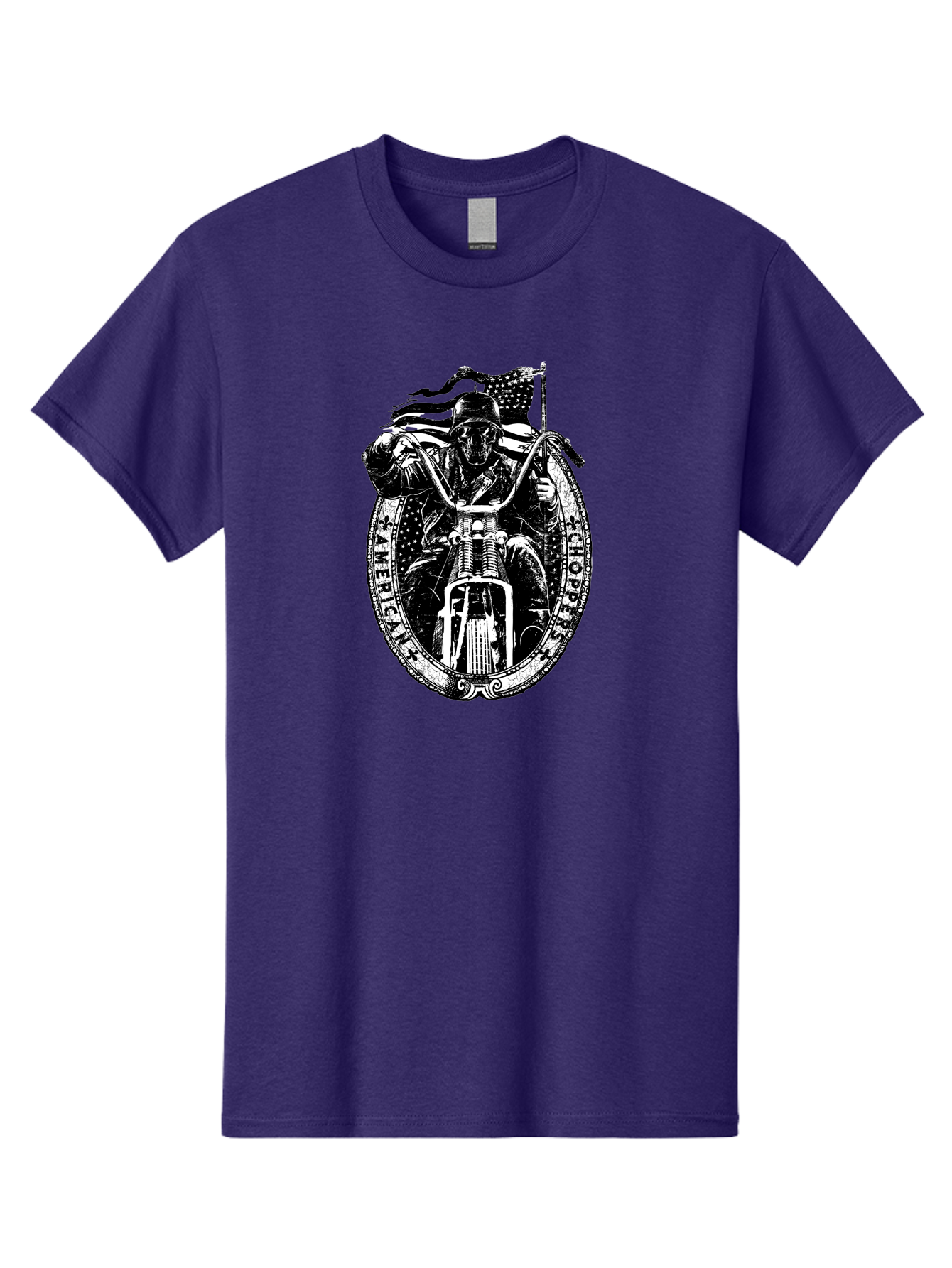 American-Chopper Men'S Graphic Tee, 100% Cotton, Comfortable Casual Summer Wear, Machine Washable, Motorcycle Culture, Biker Graphics, Patriotic Symbol, Chopper Bike, Skull Rider, American Flag, Bold Design, Black And White Illustration, Aab642