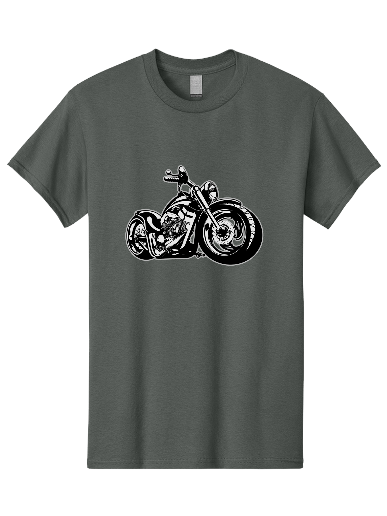 Chopper-Motorcycle Men'S Graphic Tee, 100% Cotton, Comfortable Casual Summer Wear, Machine Washable, Custom Motorcycle, Chopper Bike, Black And White Illustration, Biker Culture, Motorcycle Art, Custom Wheels, Chrome Exhaust, Motorbike Design Aab644