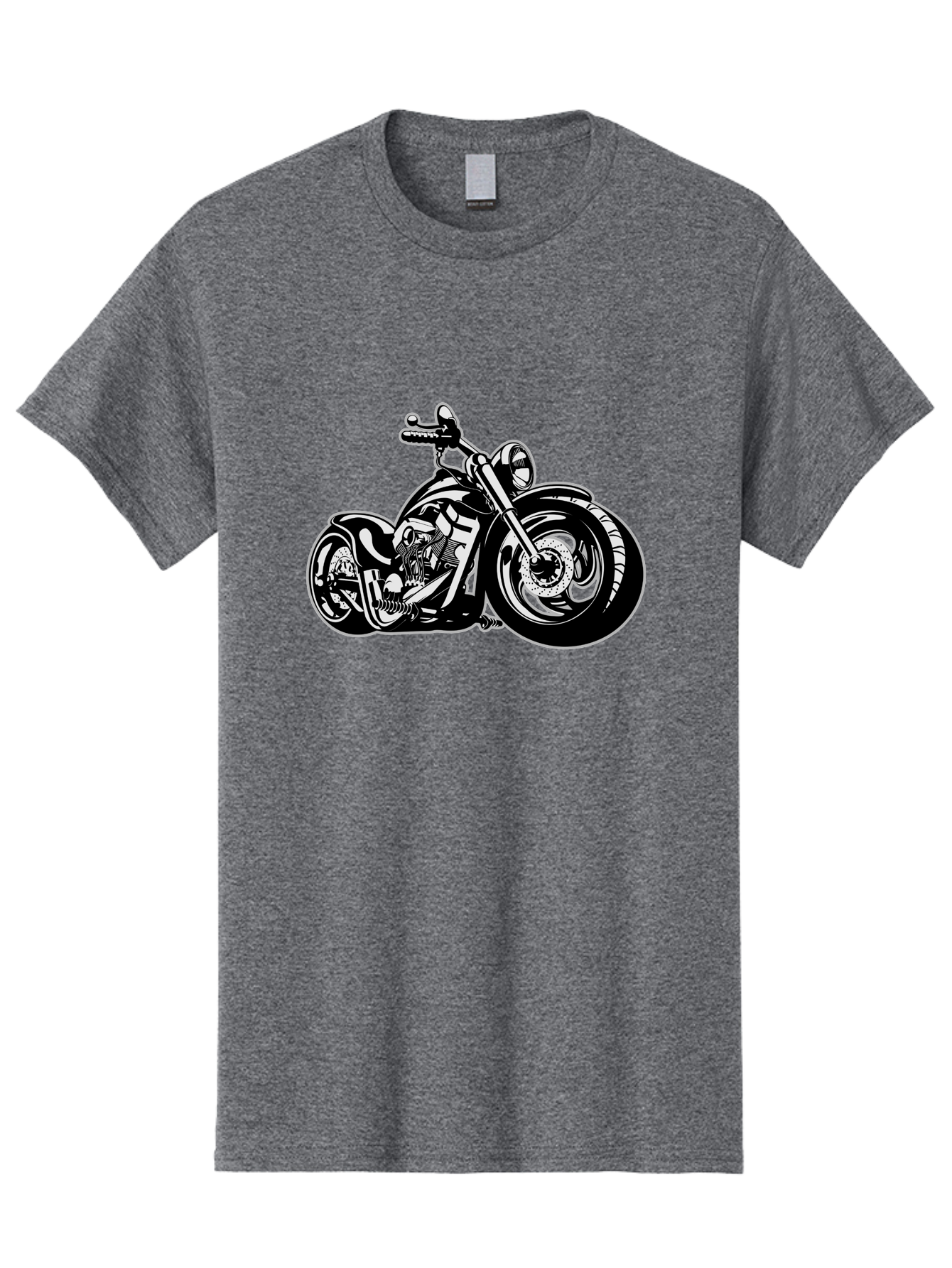 Chopper-Motorcycle Men'S Graphic Tee, 100% Cotton, Comfortable Casual Summer Wear, Machine Washable, Custom Motorcycle, Chopper Bike, Black And White Illustration, Biker Culture, Motorcycle Art, Custom Wheels, Chrome Exhaust, Motorbike Design Aab644