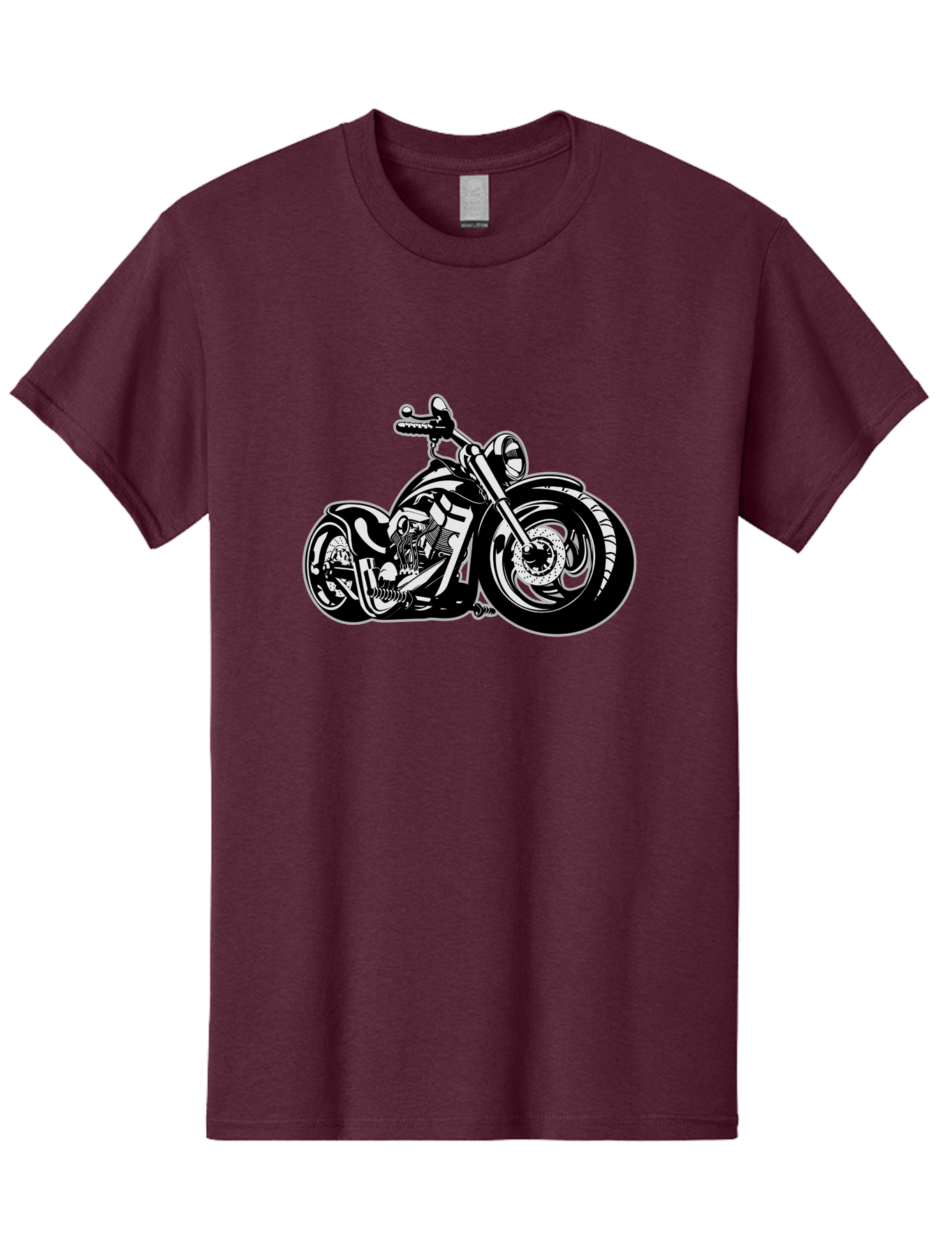 Chopper-Motorcycle Men'S Graphic Tee, 100% Cotton, Comfortable Casual Summer Wear, Machine Washable, Custom Motorcycle, Chopper Bike, Black And White Illustration, Biker Culture, Motorcycle Art, Custom Wheels, Chrome Exhaust, Motorbike Design Aab644