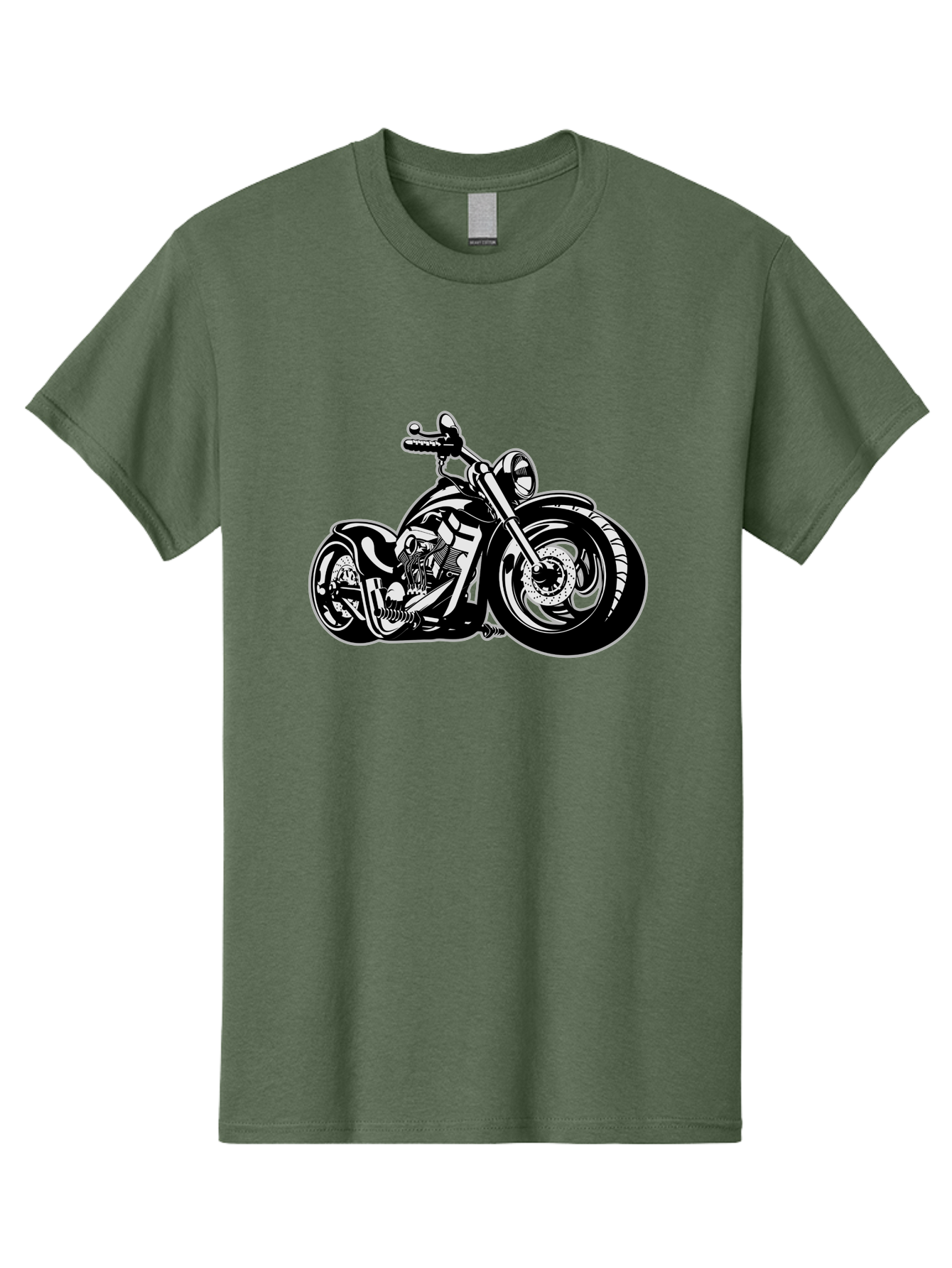 Chopper-Motorcycle Men'S Graphic Tee, 100% Cotton, Comfortable Casual Summer Wear, Machine Washable, Custom Motorcycle, Chopper Bike, Black And White Illustration, Biker Culture, Motorcycle Art, Custom Wheels, Chrome Exhaust, Motorbike Design Aab644