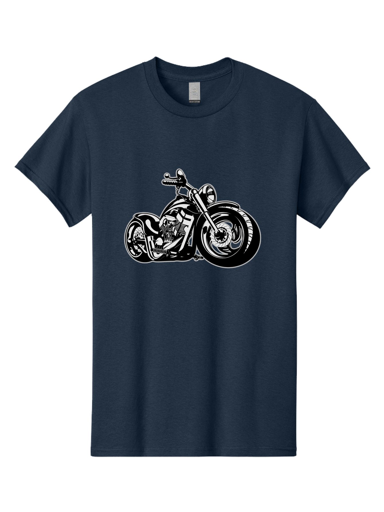 Chopper-Motorcycle Men'S Graphic Tee, 100% Cotton, Comfortable Casual Summer Wear, Machine Washable, Custom Motorcycle, Chopper Bike, Black And White Illustration, Biker Culture, Motorcycle Art, Custom Wheels, Chrome Exhaust, Motorbike Design Aab644