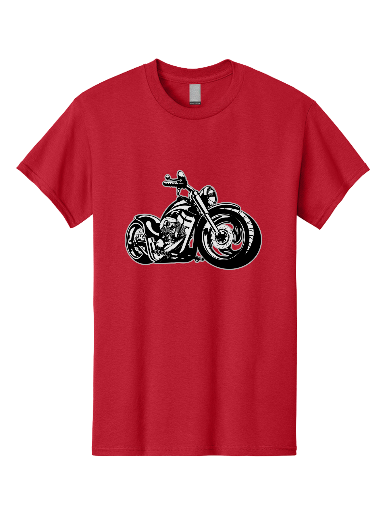 Chopper-Motorcycle Men'S Graphic Tee, 100% Cotton, Comfortable Casual Summer Wear, Machine Washable, Custom Motorcycle, Chopper Bike, Black And White Illustration, Biker Culture, Motorcycle Art, Custom Wheels, Chrome Exhaust, Motorbike Design Aab644