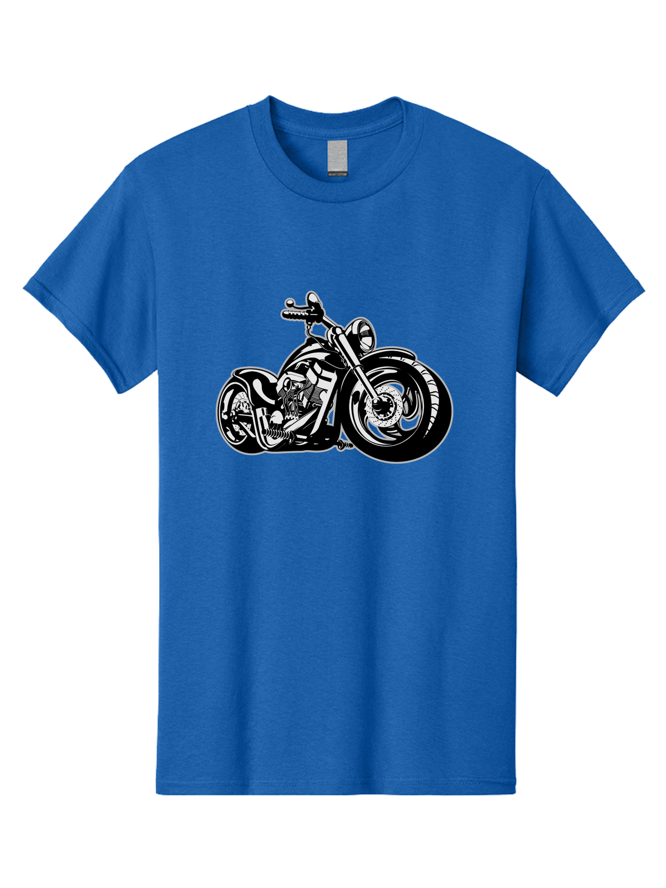 Chopper-Motorcycle Men'S Graphic Tee, 100% Cotton, Comfortable Casual Summer Wear, Machine Washable, Custom Motorcycle, Chopper Bike, Black And White Illustration, Biker Culture, Motorcycle Art, Custom Wheels, Chrome Exhaust, Motorbike Design Aab644