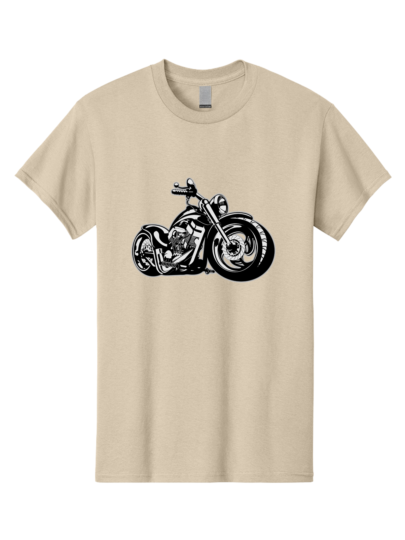 Chopper-Motorcycle Men'S Graphic Tee, 100% Cotton, Comfortable Casual Summer Wear, Machine Washable, Custom Motorcycle, Chopper Bike, Black And White Illustration, Biker Culture, Motorcycle Art, Custom Wheels, Chrome Exhaust, Motorbike Design Aab644