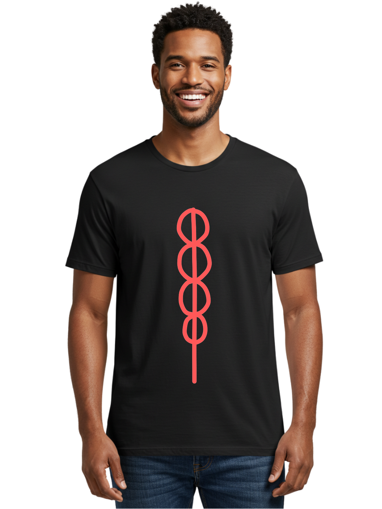8-Symbol Men'S Graphic Tee, 100% Cotton, Comfortable Casual Summer Wear, Machine Washable, Interconnected Loops, Infinite Symbol, Abstract Art, Minimalist Design, Pink Outline, Symbolic Representation, Eternity, Endless Loop, Geometric Shape Aab647