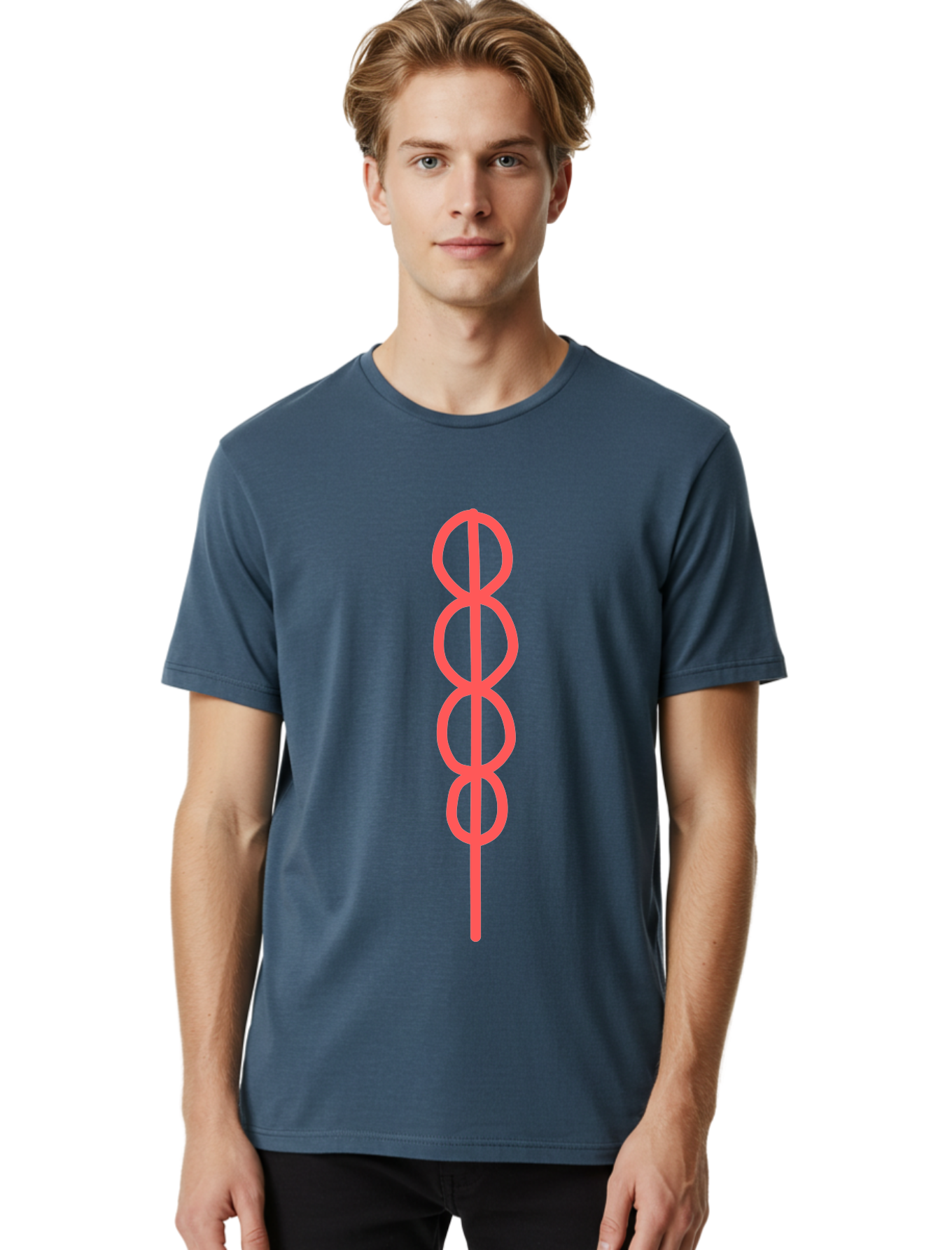 8-Symbol Men'S Graphic Tee, 100% Cotton, Comfortable Casual Summer Wear, Machine Washable, Interconnected Loops, Infinite Symbol, Abstract Art, Minimalist Design, Pink Outline, Symbolic Representation, Eternity, Endless Loop, Geometric Shape Aab647