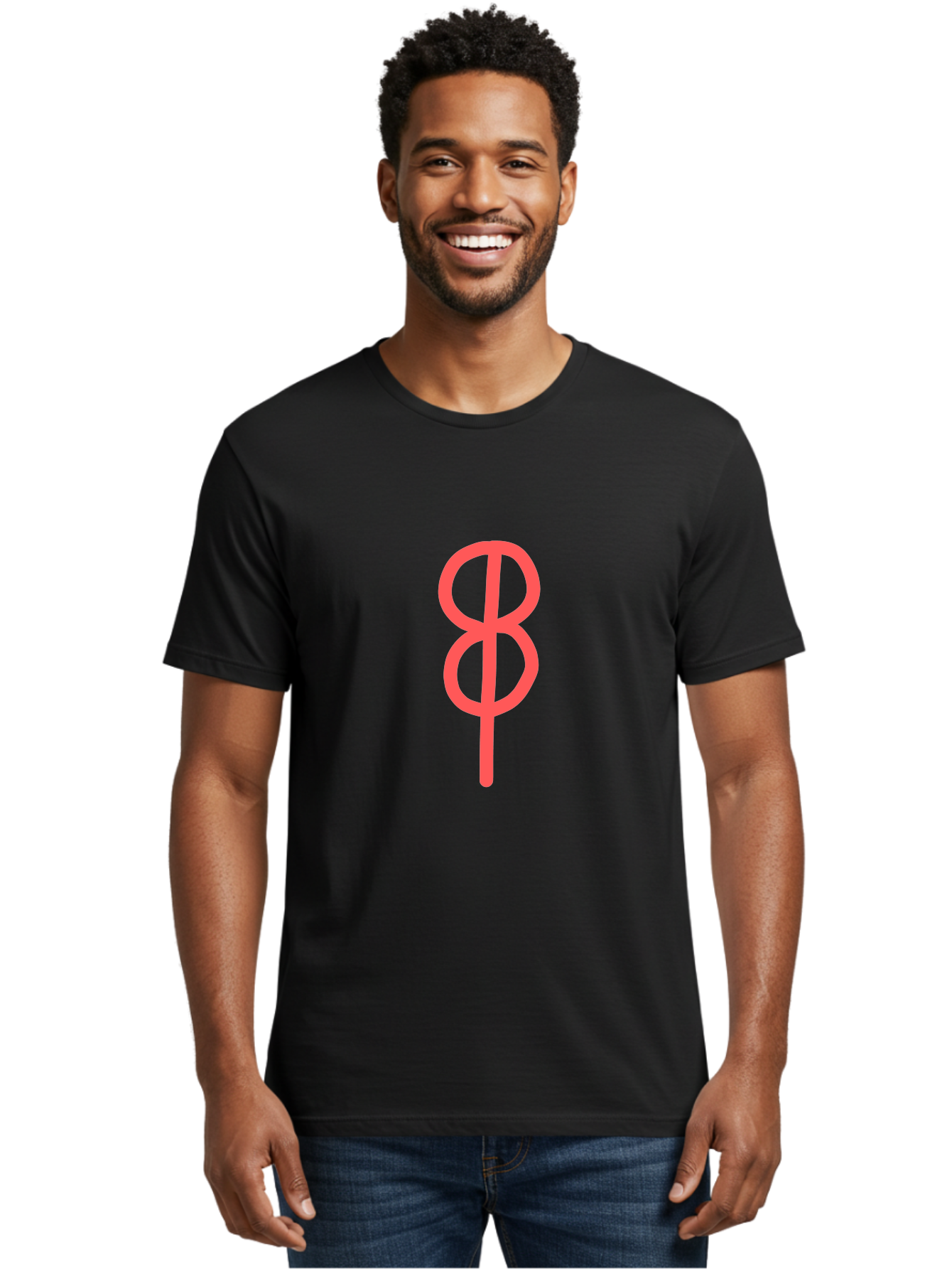 8 Men'S Graphic Tee, 100% Cotton, Comfortable Casual Summer Wear, Machine Washable, Peace Sign, Symbol Of Peace, Protest Symbol, Iconic Symbol, Red Color, Minimalist Design, Simple Graphic, Activism, Social Movement Aab648