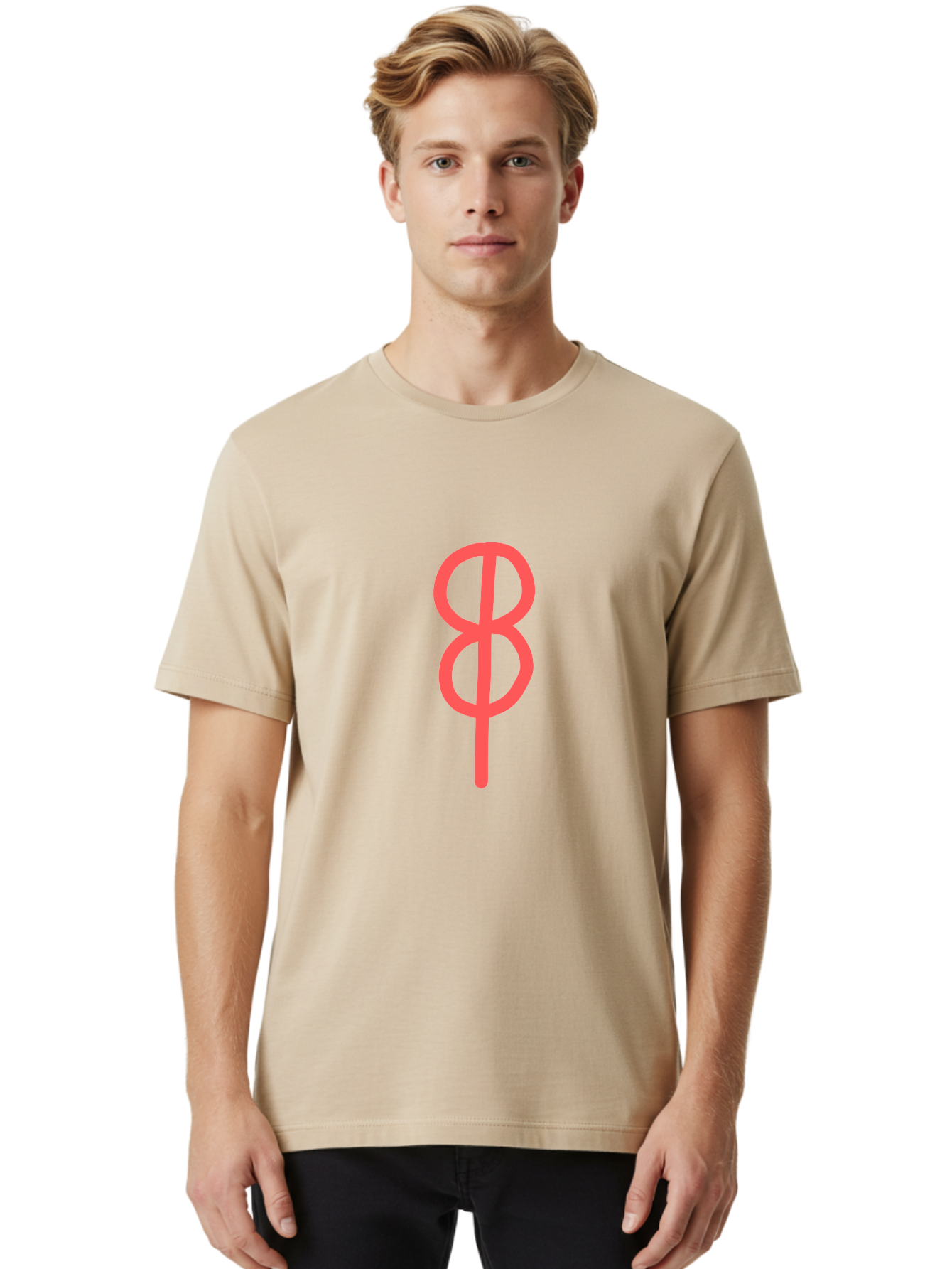 8 Men'S Graphic Tee, 100% Cotton, Comfortable Casual Summer Wear, Machine Washable, Peace Sign, Symbol Of Peace, Protest Symbol, Iconic Symbol, Red Color, Minimalist Design, Simple Graphic, Activism, Social Movement Aab648