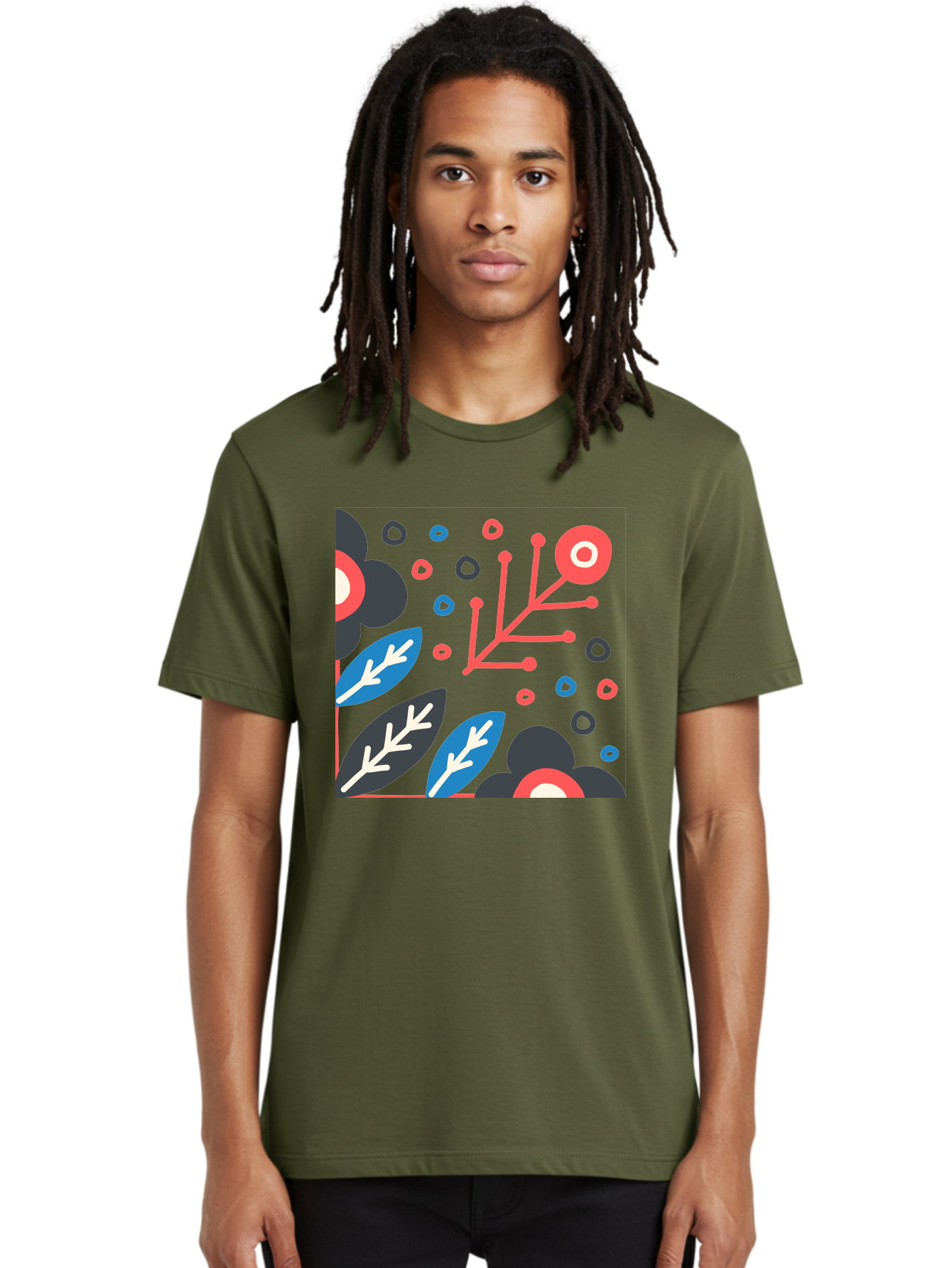 Abstract-Floral-Pattern-1 Men'S Graphic Tee, 100% Cotton, Comfortable Casual Summer Wear, Machine Washable, Abstract Floral Pattern, Colorful Flowers, Modern Botanical Art, Vibrant Graphics, Playful Design, Creative Illustration, Aab650