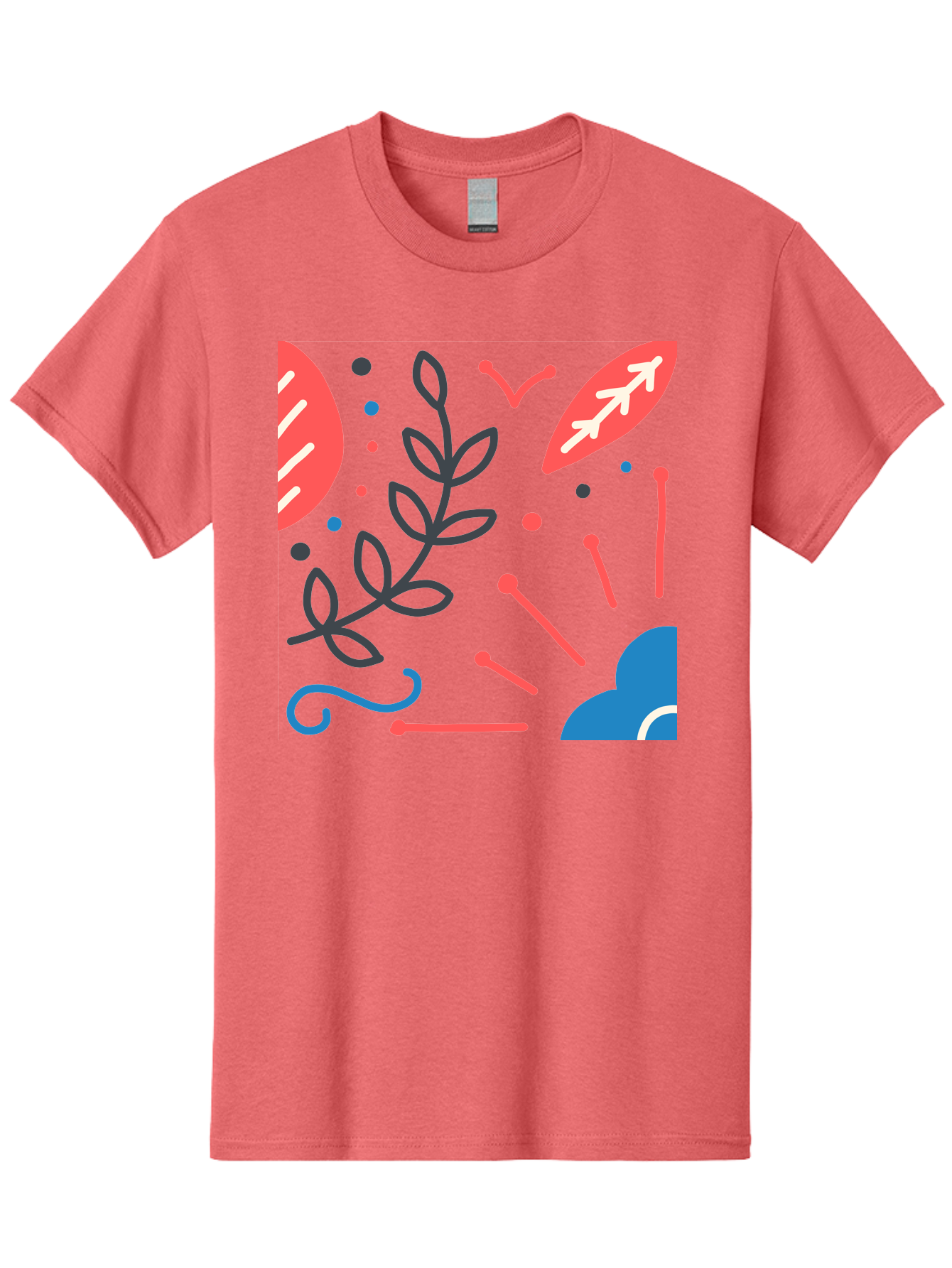 Abstract-Floral-Pattern-2 Men'S Graphic Tee, 100% Cotton, Comfortable Casual Summer Wear, Machine Washable, Memphis Pattern, Abstract Design, Colorful Shapes, Playful Art, Trendy Graphics, Modern Illustration, Vibrant Leaves, Aab651