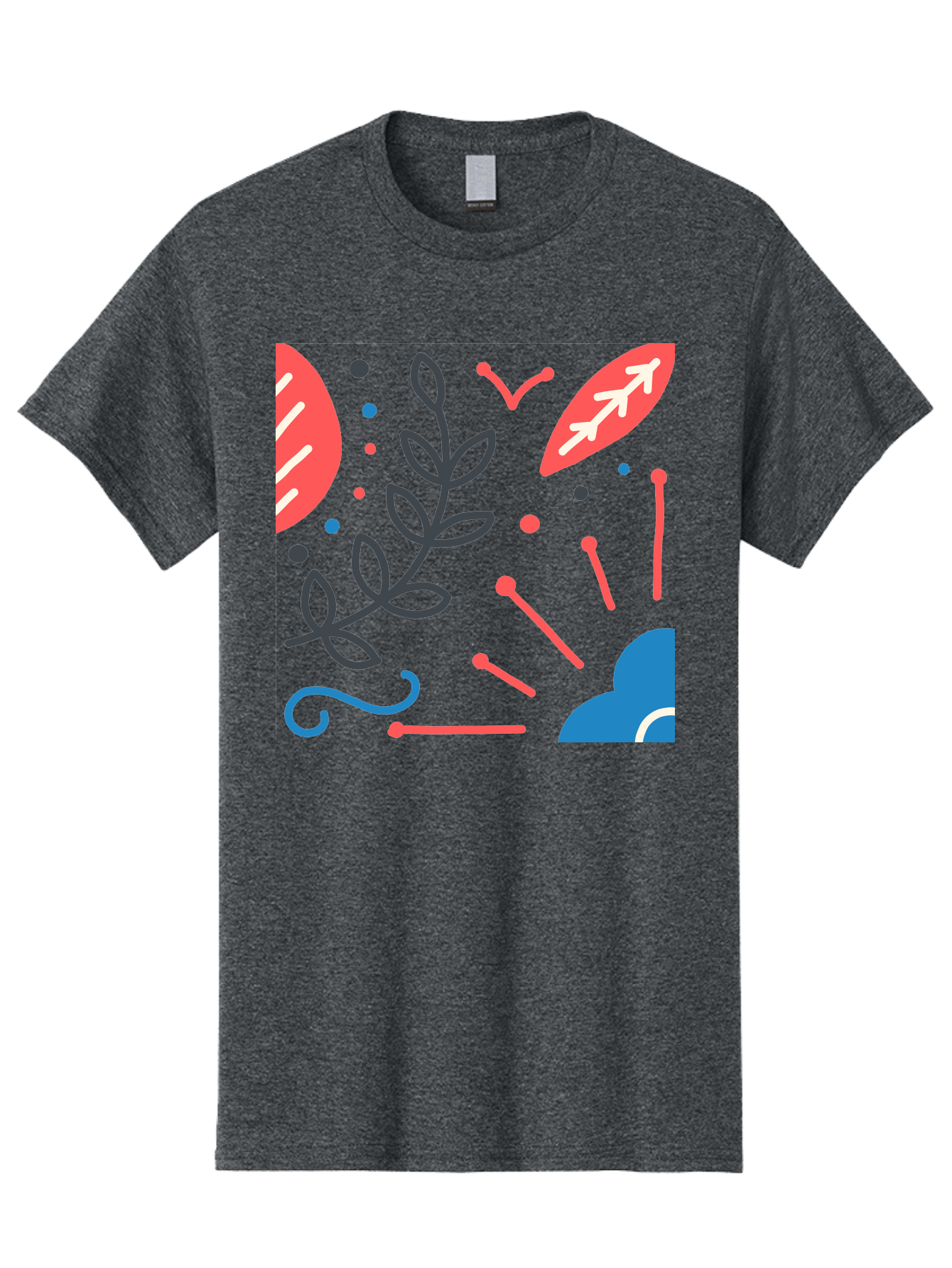 Abstract-Floral-Pattern-2 Men'S Graphic Tee, 100% Cotton, Comfortable Casual Summer Wear, Machine Washable, Memphis Pattern, Abstract Design, Colorful Shapes, Playful Art, Trendy Graphics, Modern Illustration, Vibrant Leaves, Aab651
