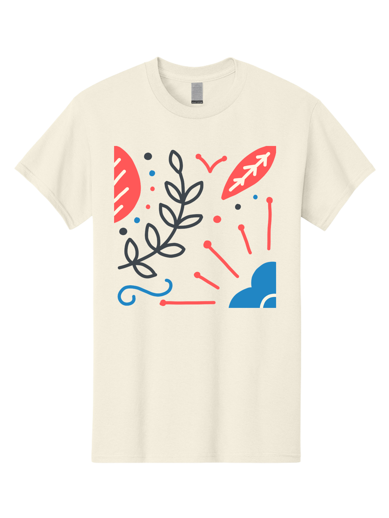 Abstract-Floral-Pattern-2 Men'S Graphic Tee, 100% Cotton, Comfortable Casual Summer Wear, Machine Washable, Memphis Pattern, Abstract Design, Colorful Shapes, Playful Art, Trendy Graphics, Modern Illustration, Vibrant Leaves, Aab651