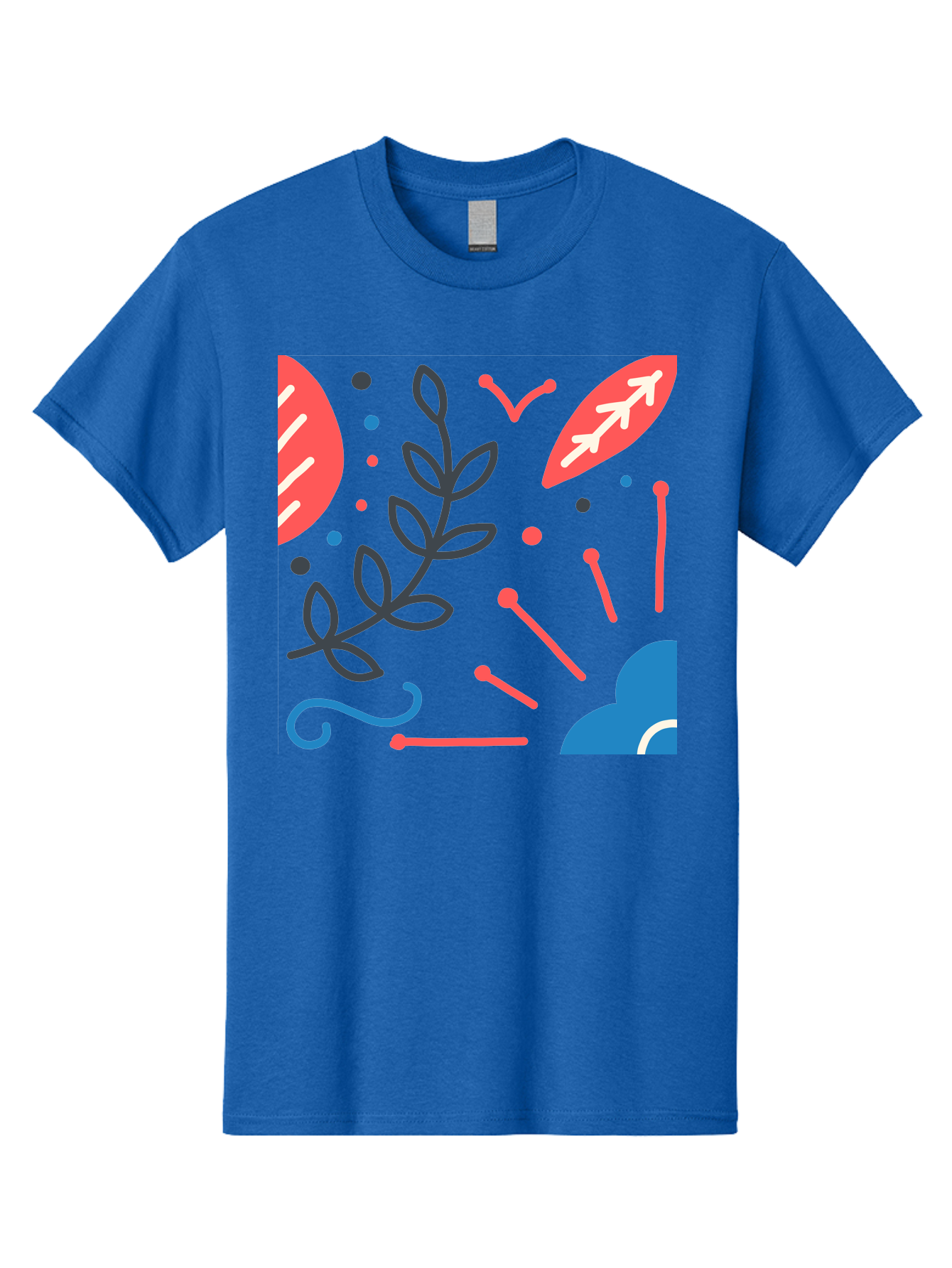 Abstract-Floral-Pattern-2 Men'S Graphic Tee, 100% Cotton, Comfortable Casual Summer Wear, Machine Washable, Memphis Pattern, Abstract Design, Colorful Shapes, Playful Art, Trendy Graphics, Modern Illustration, Vibrant Leaves, Aab651