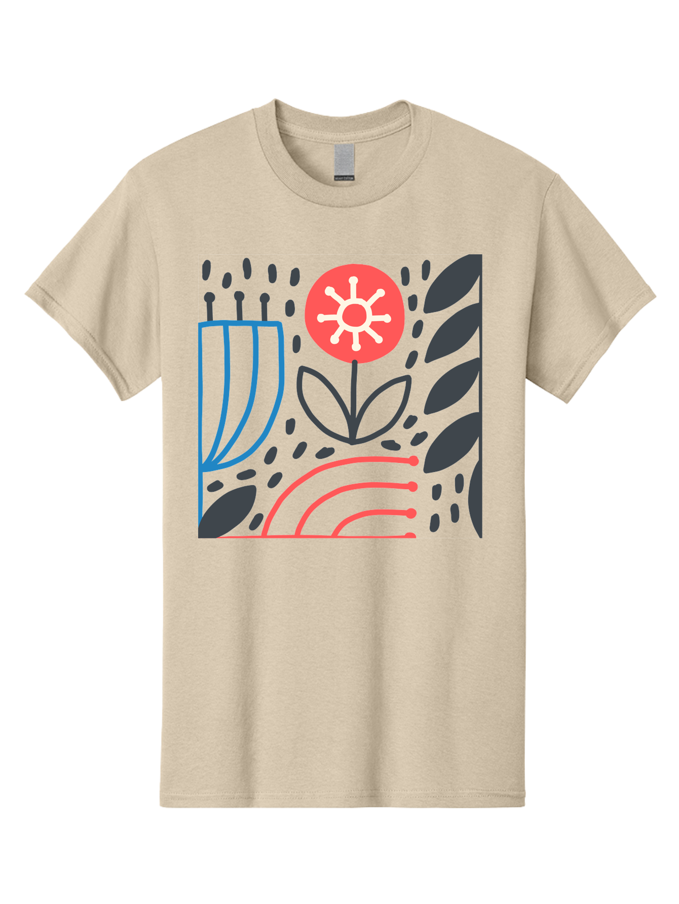 Abstract-Flower Men'S Graphic Tee, 100% Cotton, Comfortable Casual Summer Wear, Machine Washable, Stylish Flower, Abstract Art, Minimalist Design, Simple Shapes, Floral Pattern, Modern Aesthetic, Artistic Expression Aab654