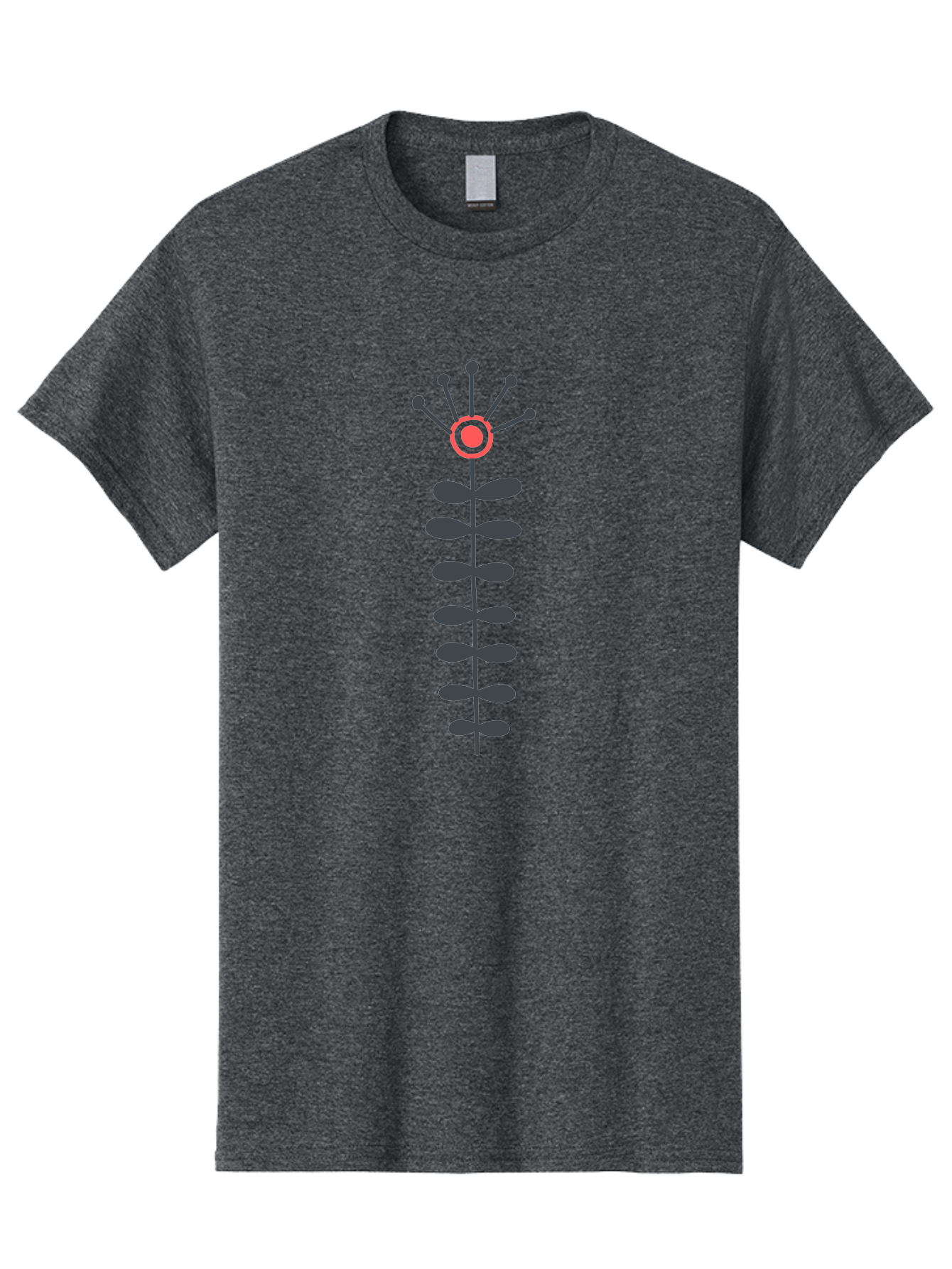 Atom Men'S Graphic Tee, 100% Cotton, Comfortable Casual Summer Wear, Machine Washable, Minimalist Flower Design, Simple Icon, Floral Symbol, Modern Graphic, Grey Petals, Pink Center Aab660
