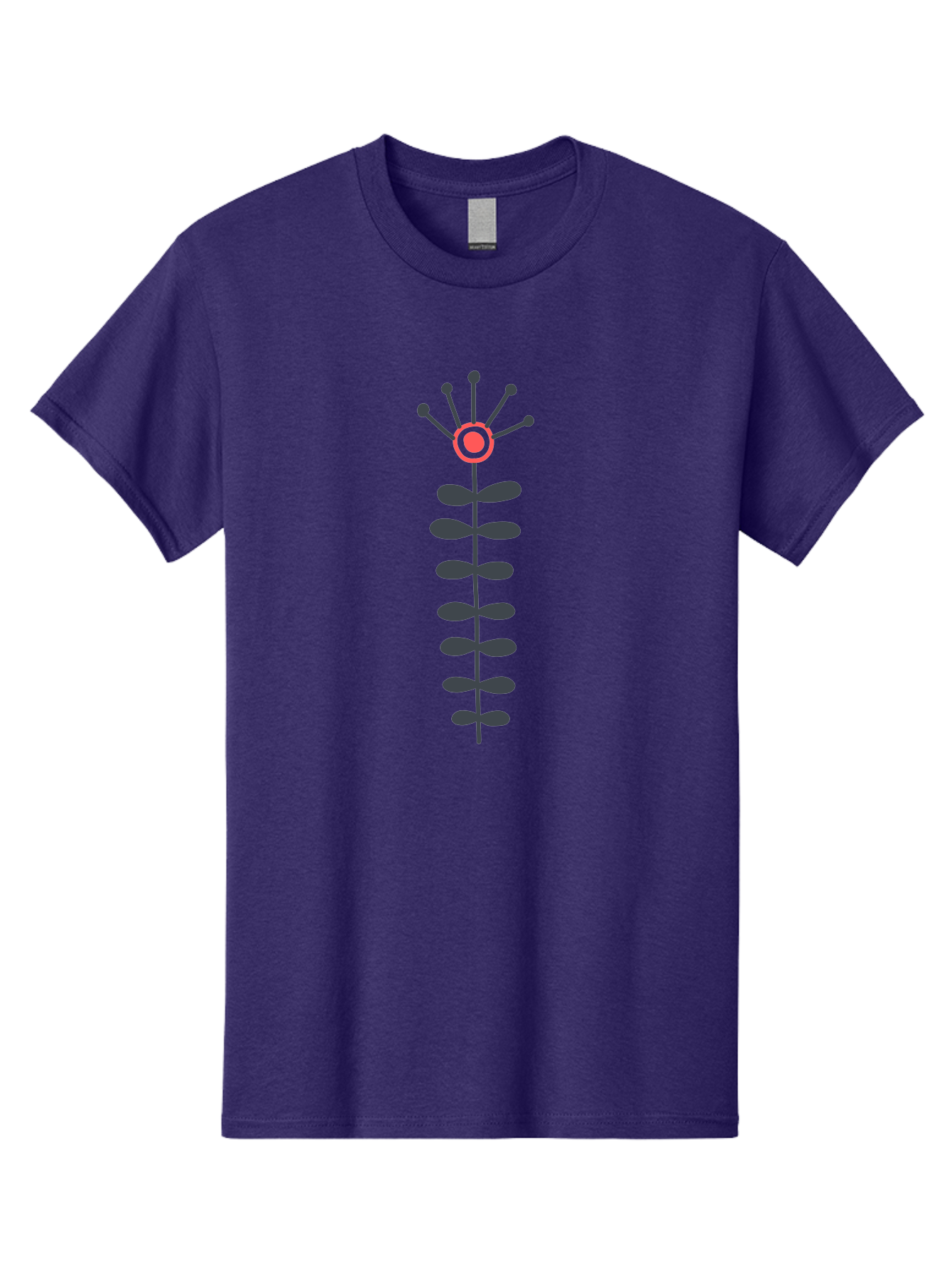 Atom Men'S Graphic Tee, 100% Cotton, Comfortable Casual Summer Wear, Machine Washable, Minimalist Flower Design, Simple Icon, Floral Symbol, Modern Graphic, Grey Petals, Pink Center Aab660