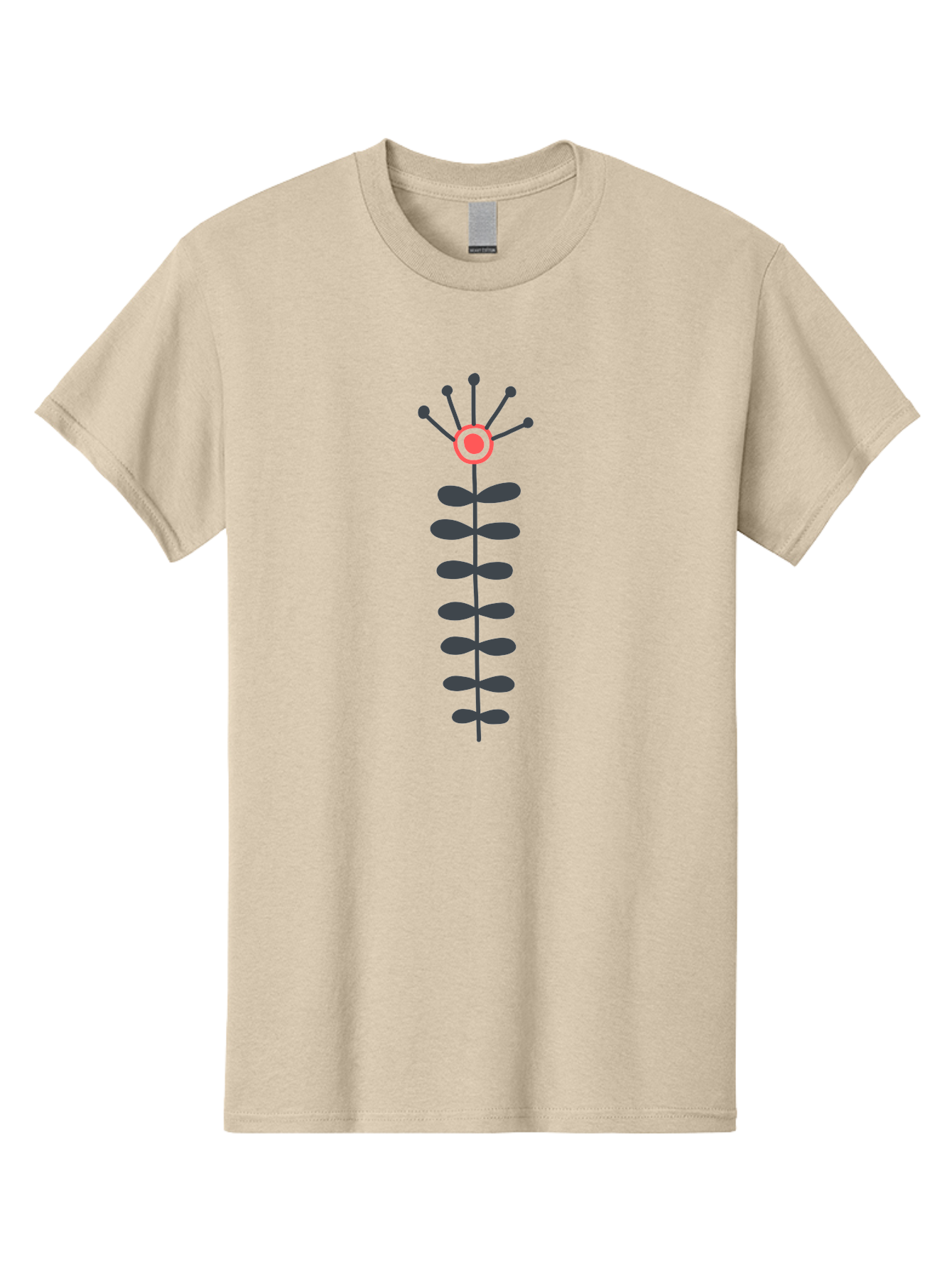 Atom Men'S Graphic Tee, 100% Cotton, Comfortable Casual Summer Wear, Machine Washable, Minimalist Flower Design, Simple Icon, Floral Symbol, Modern Graphic, Grey Petals, Pink Center Aab660