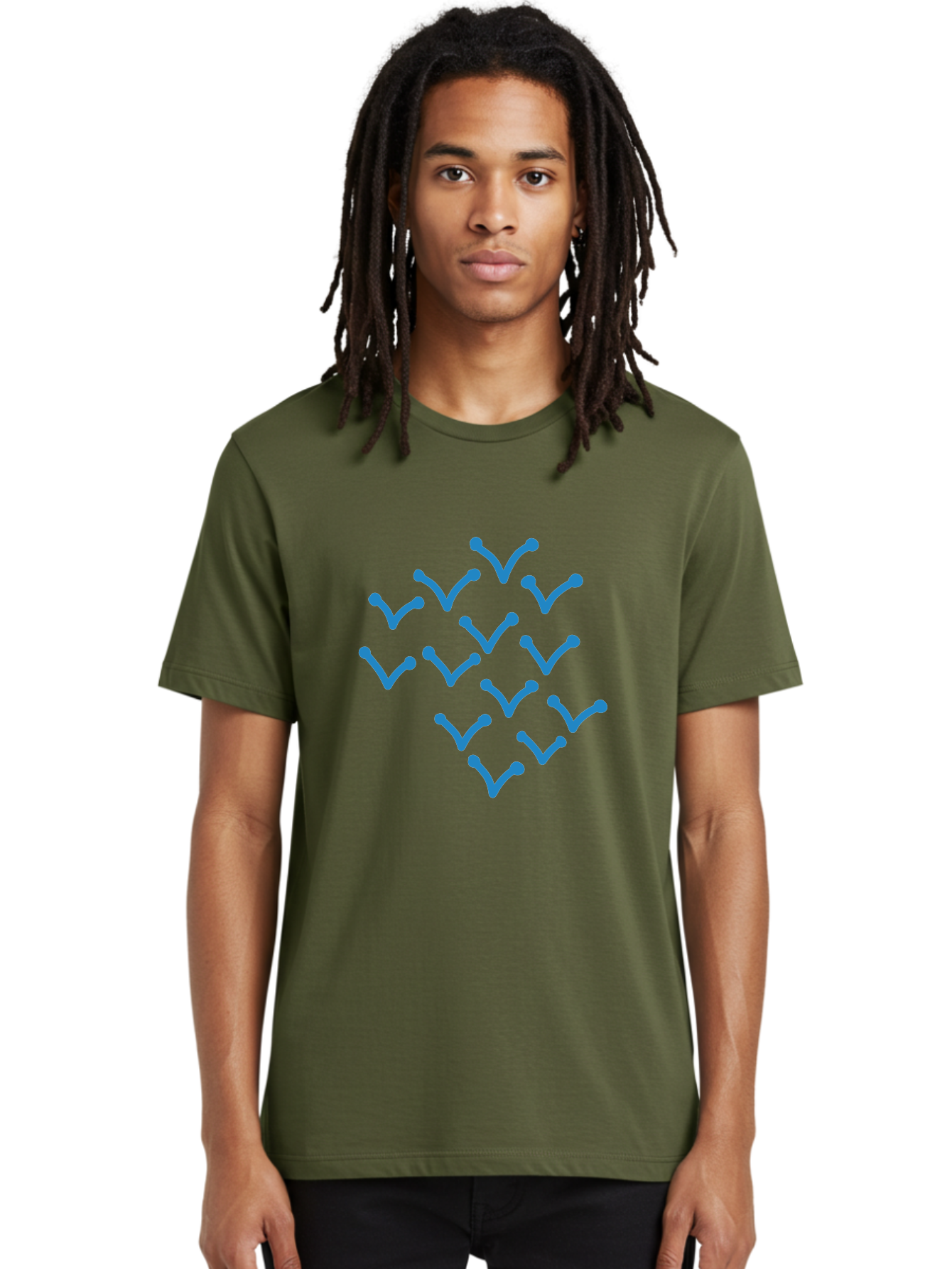 Blue-Checkmarks Men'S Graphic Tee, 100% Cotton, Comfortable Casual Summer Wear, Machine Washable, Check Marks, Ticks, Approval Symbols, Confirmation Icons, Blue Ticks On Green, Validation Signs, Positive Feedback, Checkmark Pattern Aab668