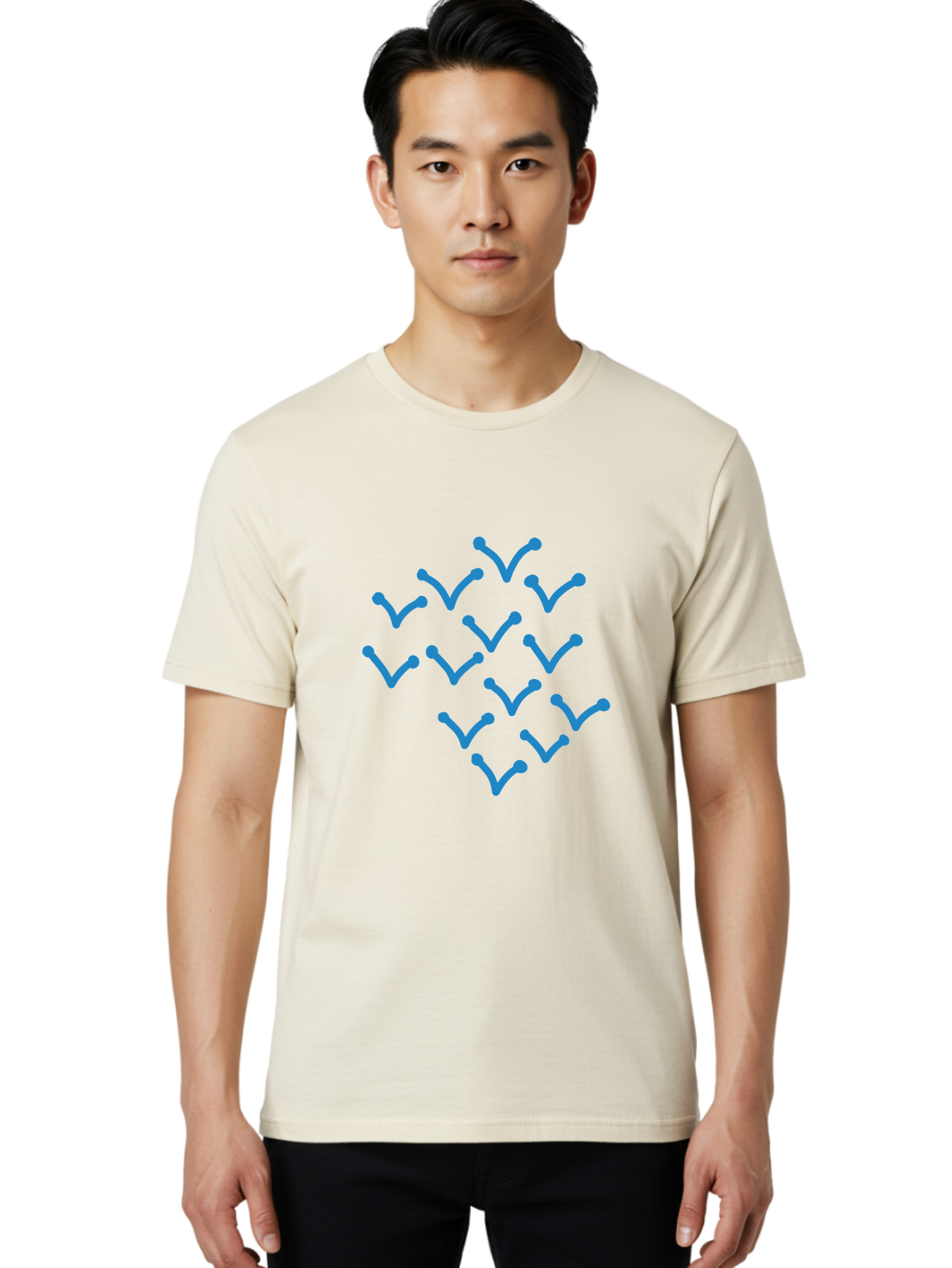 Blue-Checkmarks Men'S Graphic Tee, 100% Cotton, Comfortable Casual Summer Wear, Machine Washable, Check Marks, Ticks, Approval Symbols, Confirmation Icons, Blue Ticks On Green, Validation Signs, Positive Feedback, Checkmark Pattern Aab668