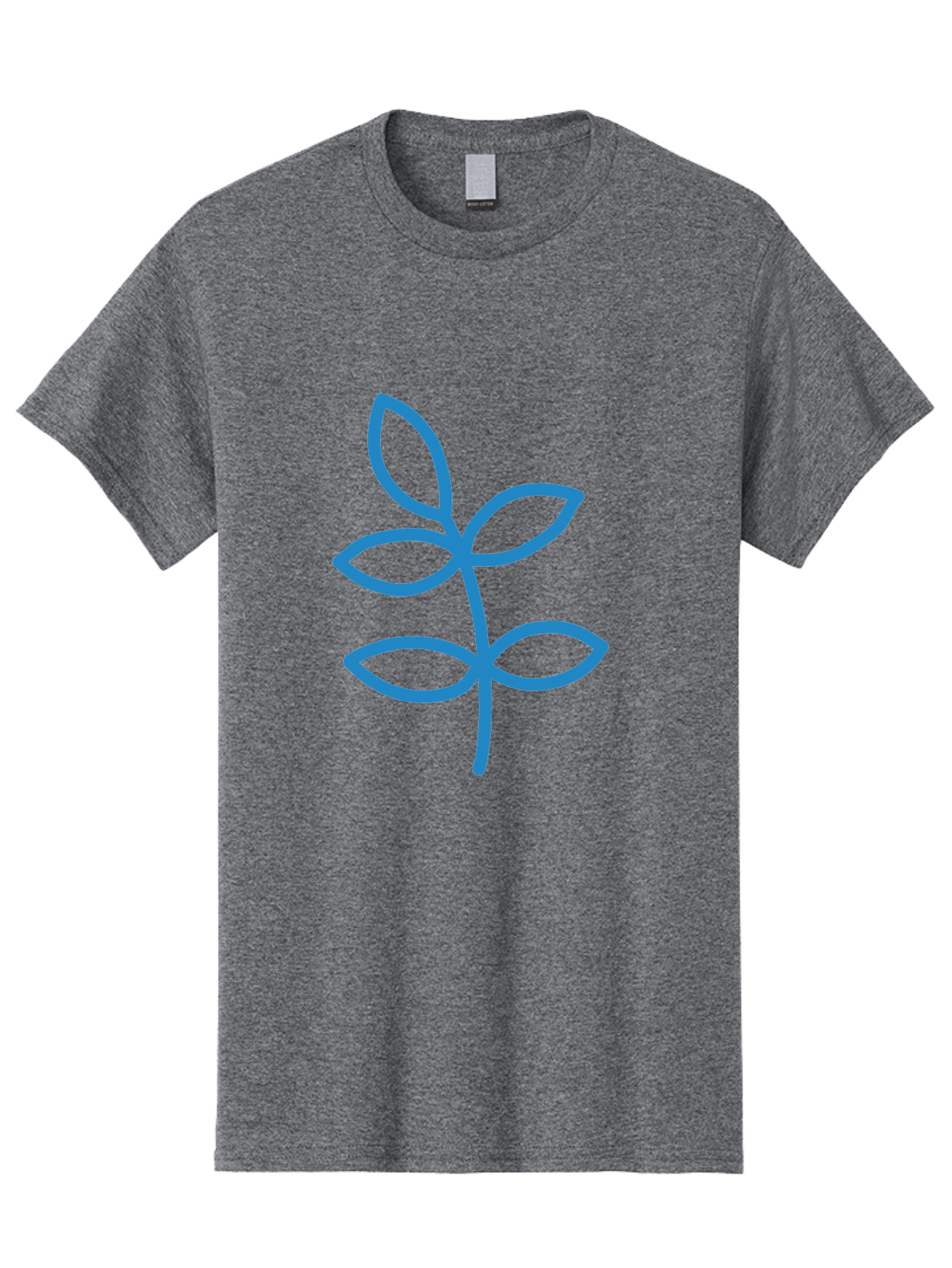 Blue-Leafy-Stem Men'S Graphic Tee, 100% Cotton, Comfortable Casual Summer Wear, Machine Washable, Simple Drawing, Blue Sprout, Five Leaves, Stem, Minimalist Design, Botanical Illustration, Hand-Drawn Art, Digital Art Aab669