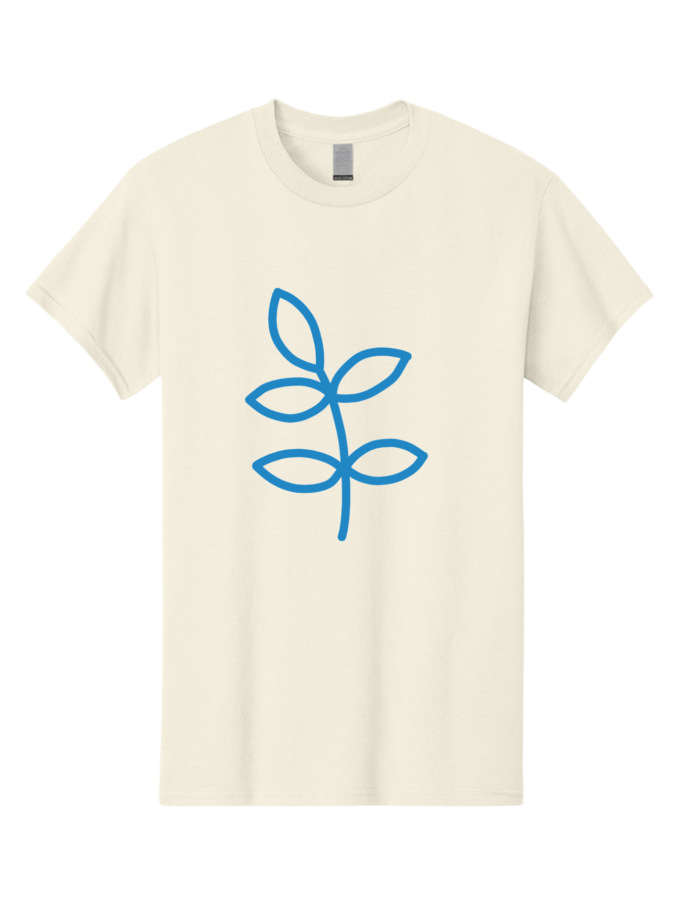 Blue-Leafy-Stem Men'S Graphic Tee, 100% Cotton, Comfortable Casual Summer Wear, Machine Washable, Simple Drawing, Blue Sprout, Five Leaves, Stem, Minimalist Design, Botanical Illustration, Hand-Drawn Art, Digital Art Aab669