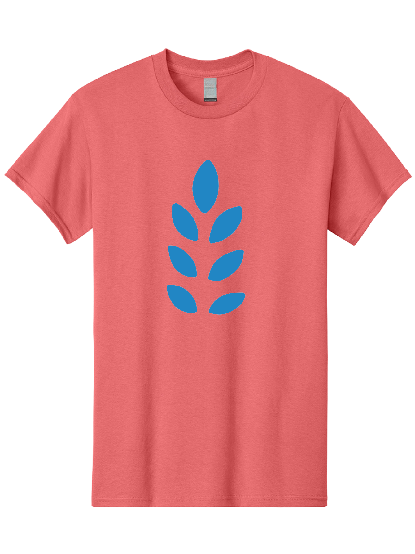 Blue-Leaves Men'S Graphic Tee, 100% Cotton, Comfortable Casual Summer Wear, Machine Washable, Blue Leaves, Simple Design, Minimalist Art, Stylized Foliage, Graphic Element, Abstract Shape, Modern Illustration Aab670