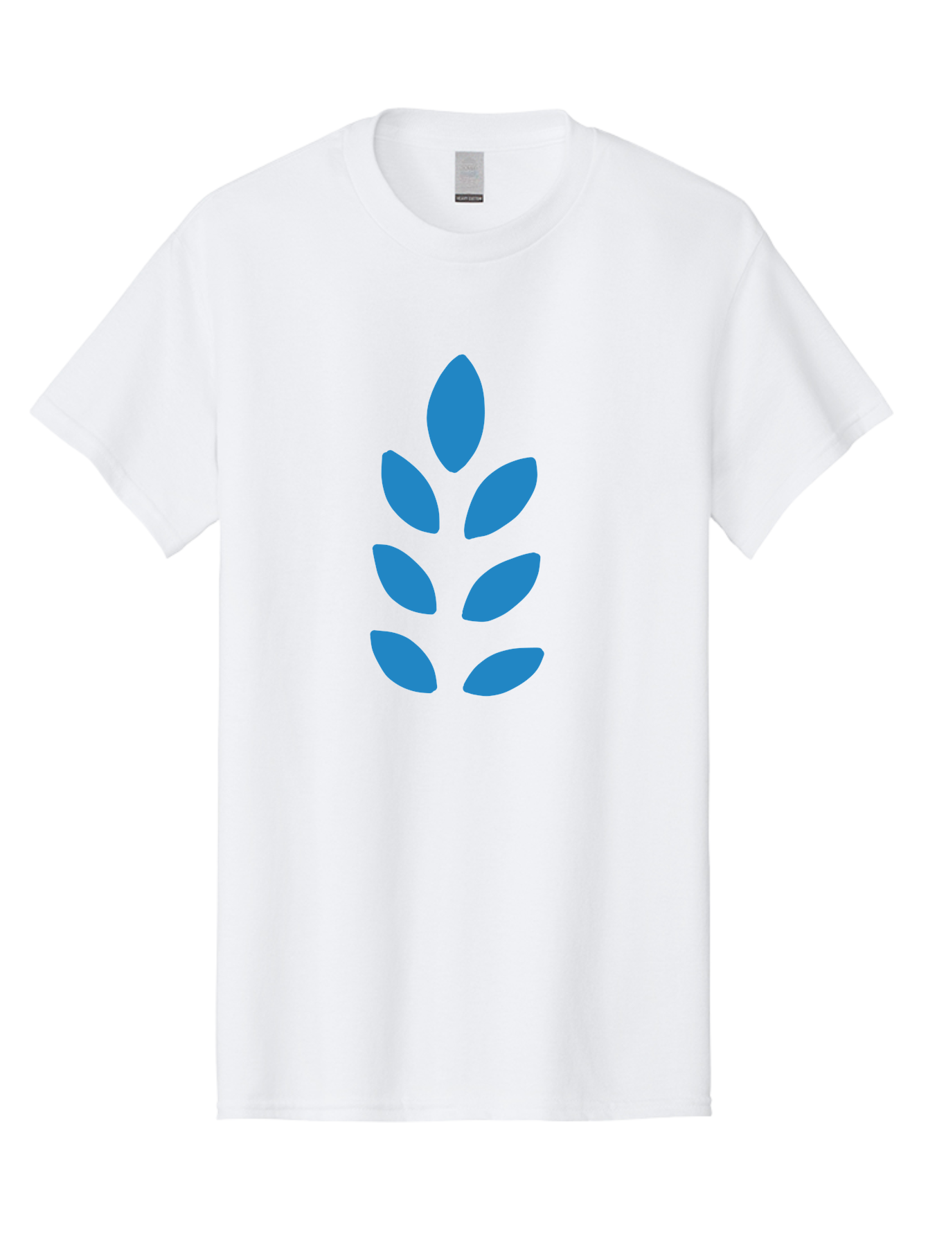 Blue-Leaves Men'S Graphic Tee, 100% Cotton, Comfortable Casual Summer Wear, Machine Washable, Blue Leaves, Simple Design, Minimalist Art, Stylized Foliage, Graphic Element, Abstract Shape, Modern Illustration Aab670