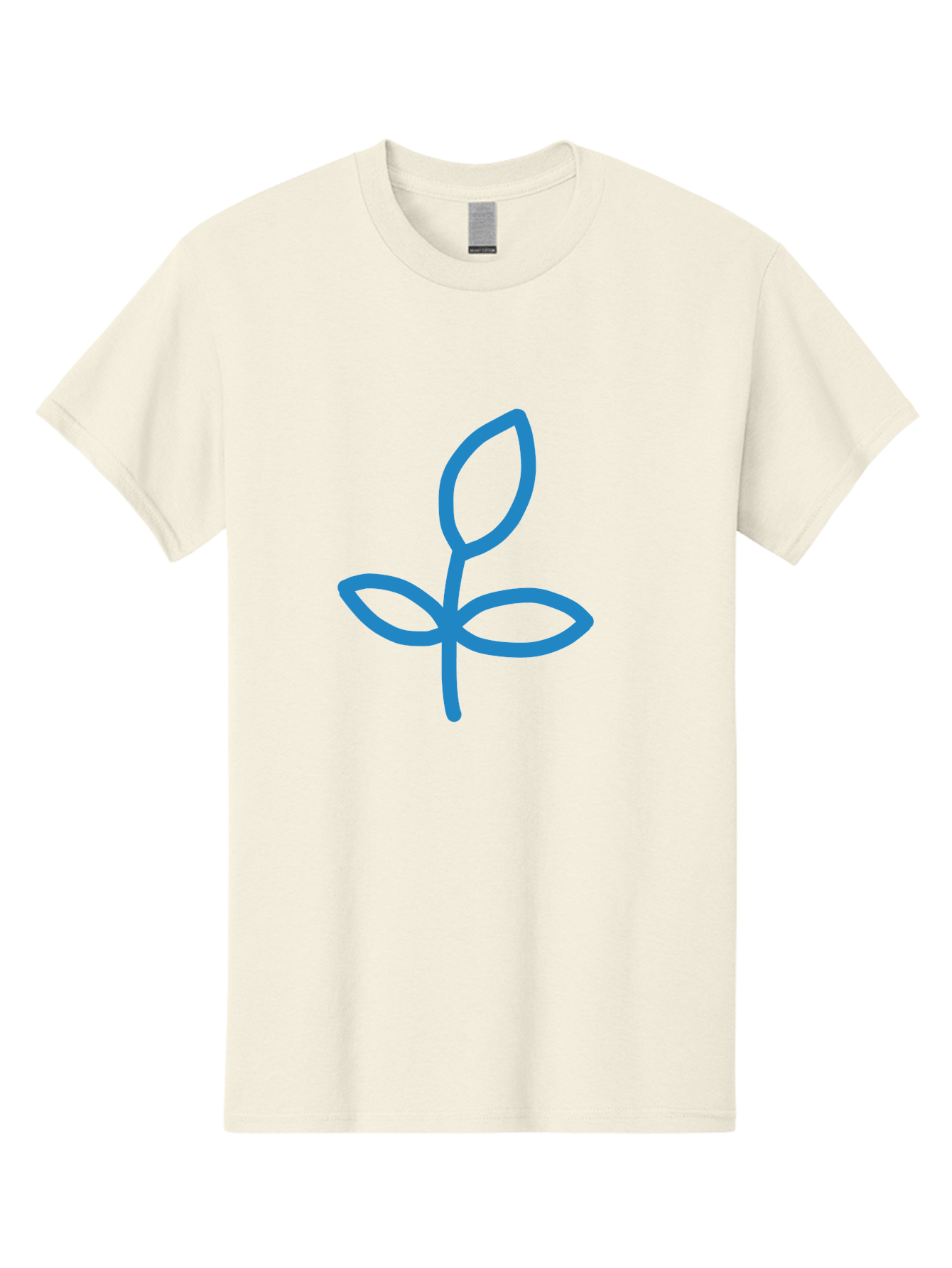 Blue-Plant Men'S Graphic Tee, 100% Cotton, Comfortable Casual Summer Wear, Machine Washable, Simple Plant Illustration, Blue Outline, Minimalist Design, Childlike Artwork, Hand-Drawn Imagery, Floral Motif, Stylized Leaves Aab671