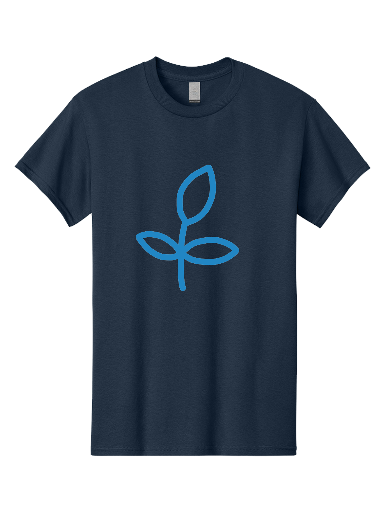Blue-Plant Men'S Graphic Tee, 100% Cotton, Comfortable Casual Summer Wear, Machine Washable, Simple Plant Illustration, Blue Outline, Minimalist Design, Childlike Artwork, Hand-Drawn Imagery, Floral Motif, Stylized Leaves Aab671