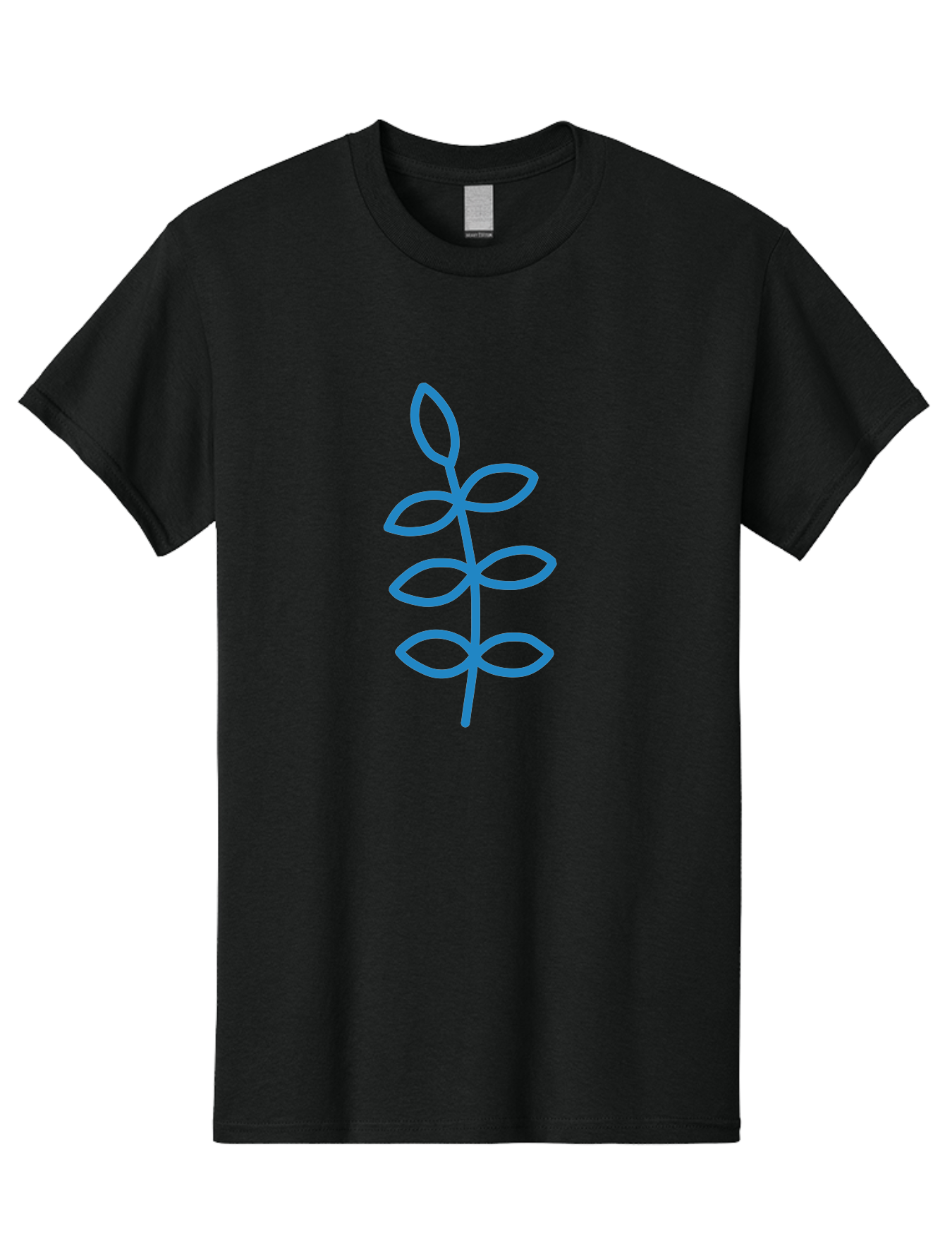 Blue-Stem Men'S Graphic Tee, 100% Cotton, Comfortable Casual Summer Wear, Machine Washable, Simple Plant Drawing, Blue Outline, Minimalist Art, Stylized Leaves, Modern Illustration, Digital Artwork, Nature-Inspired Design Aab672