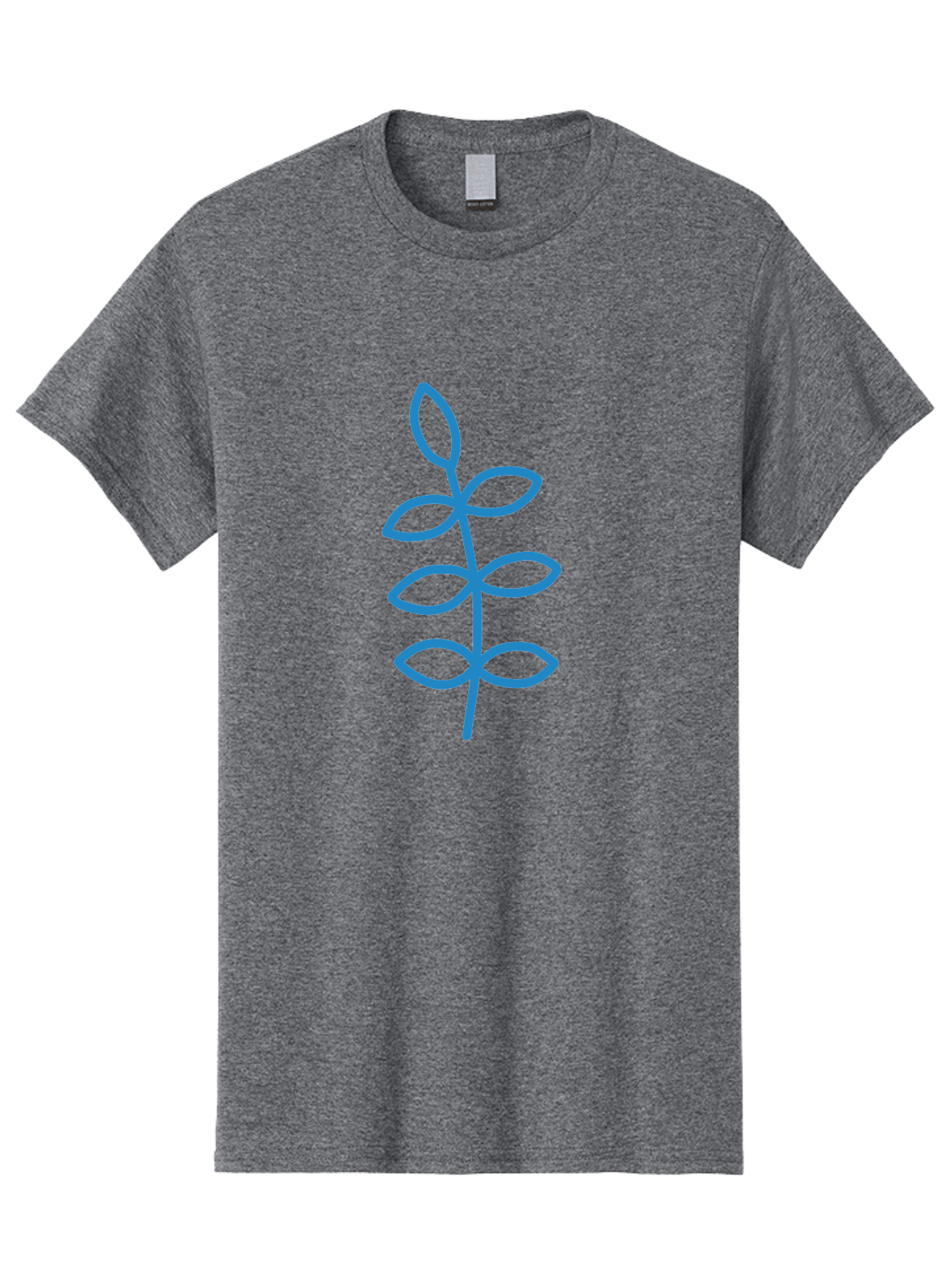 Blue-Stem Men'S Graphic Tee, 100% Cotton, Comfortable Casual Summer Wear, Machine Washable, Simple Plant Drawing, Blue Outline, Minimalist Art, Stylized Leaves, Modern Illustration, Digital Artwork, Nature-Inspired Design Aab672