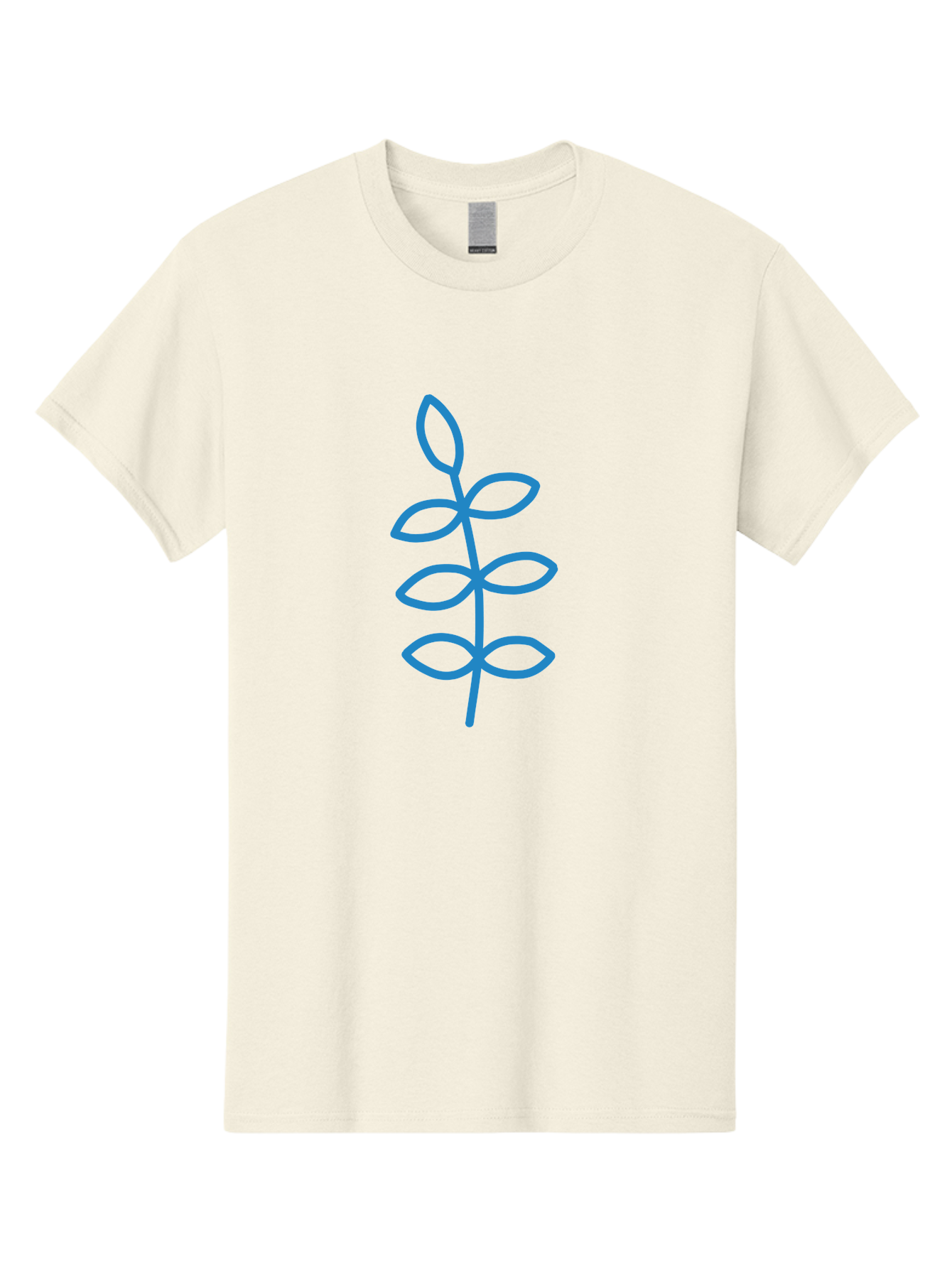 Blue-Stem Men'S Graphic Tee, 100% Cotton, Comfortable Casual Summer Wear, Machine Washable, Simple Plant Drawing, Blue Outline, Minimalist Art, Stylized Leaves, Modern Illustration, Digital Artwork, Nature-Inspired Design Aab672
