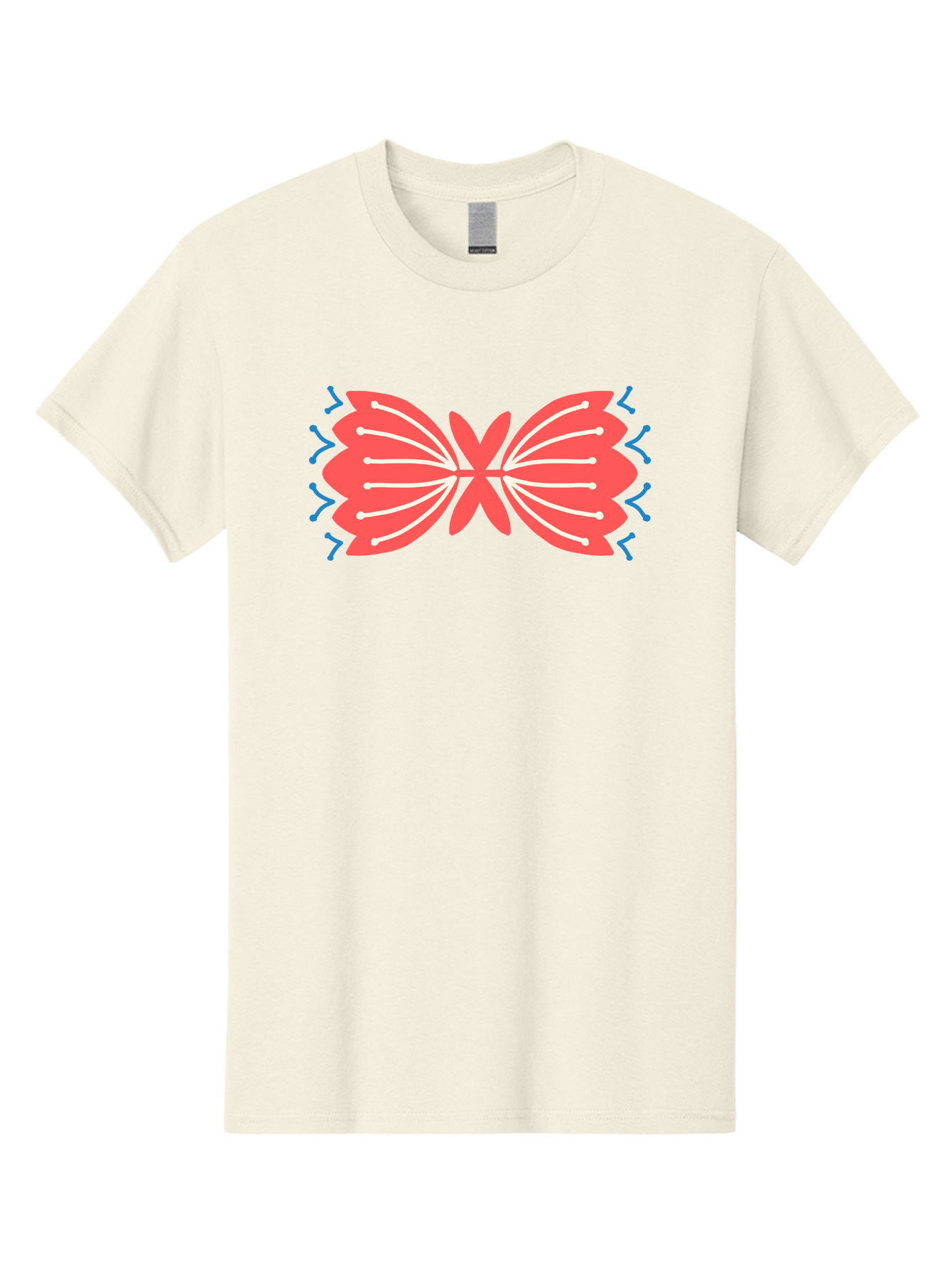 Butterfly Men'S Graphic Tee, 100% Cotton, Comfortable Casual Summer Wear, Machine Washable, Pink Butterfly, Symmetrical Design, White Lines, Blue Zigzags, Abstract Art, Colorful Graphics, Modern Illustration, Decorative Wings Aab676