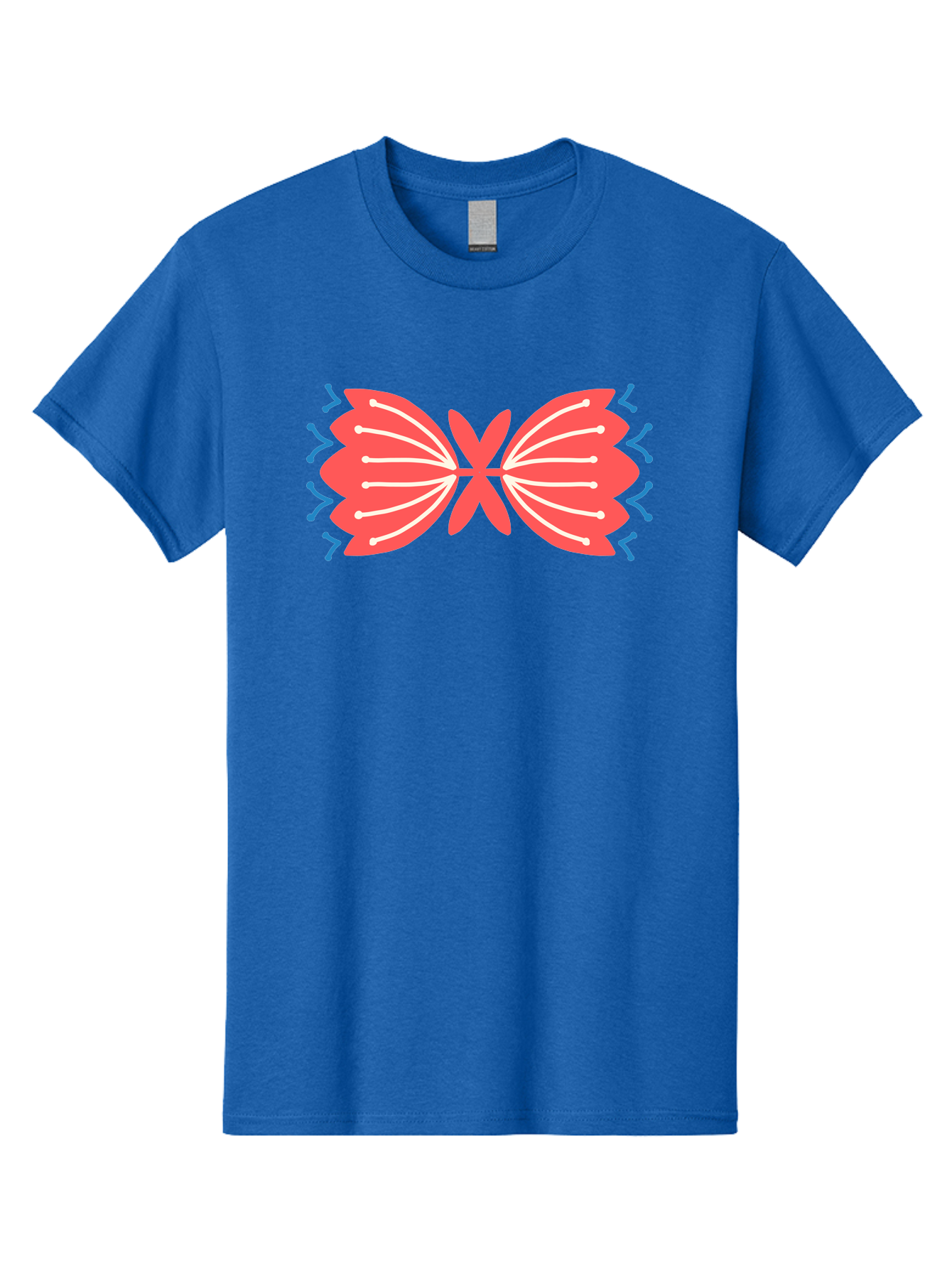 Butterfly Men'S Graphic Tee, 100% Cotton, Comfortable Casual Summer Wear, Machine Washable, Pink Butterfly, Symmetrical Design, White Lines, Blue Zigzags, Abstract Art, Colorful Graphics, Modern Illustration, Decorative Wings Aab676