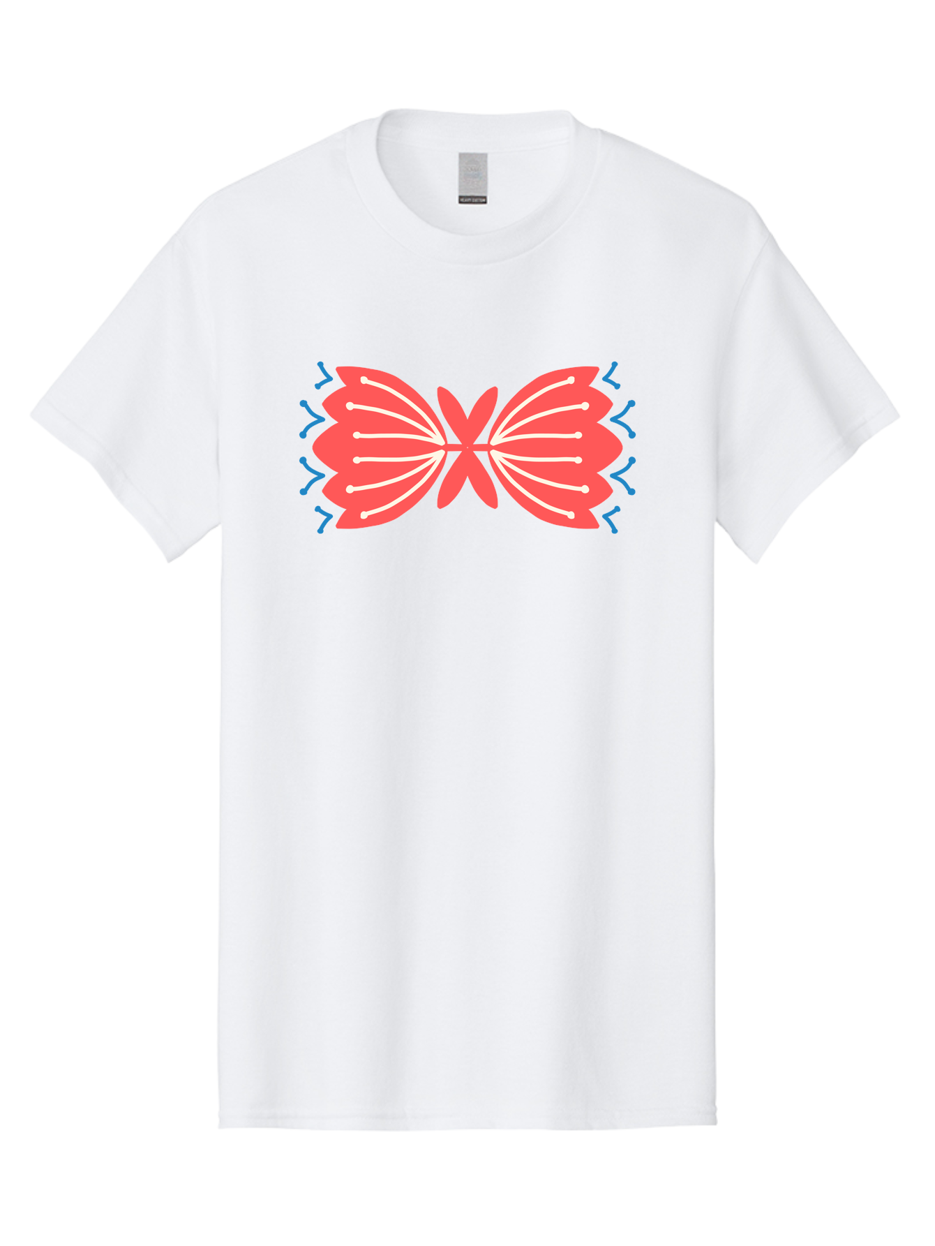 Butterfly Men'S Graphic Tee, 100% Cotton, Comfortable Casual Summer Wear, Machine Washable, Pink Butterfly, Symmetrical Design, White Lines, Blue Zigzags, Abstract Art, Colorful Graphics, Modern Illustration, Decorative Wings Aab676