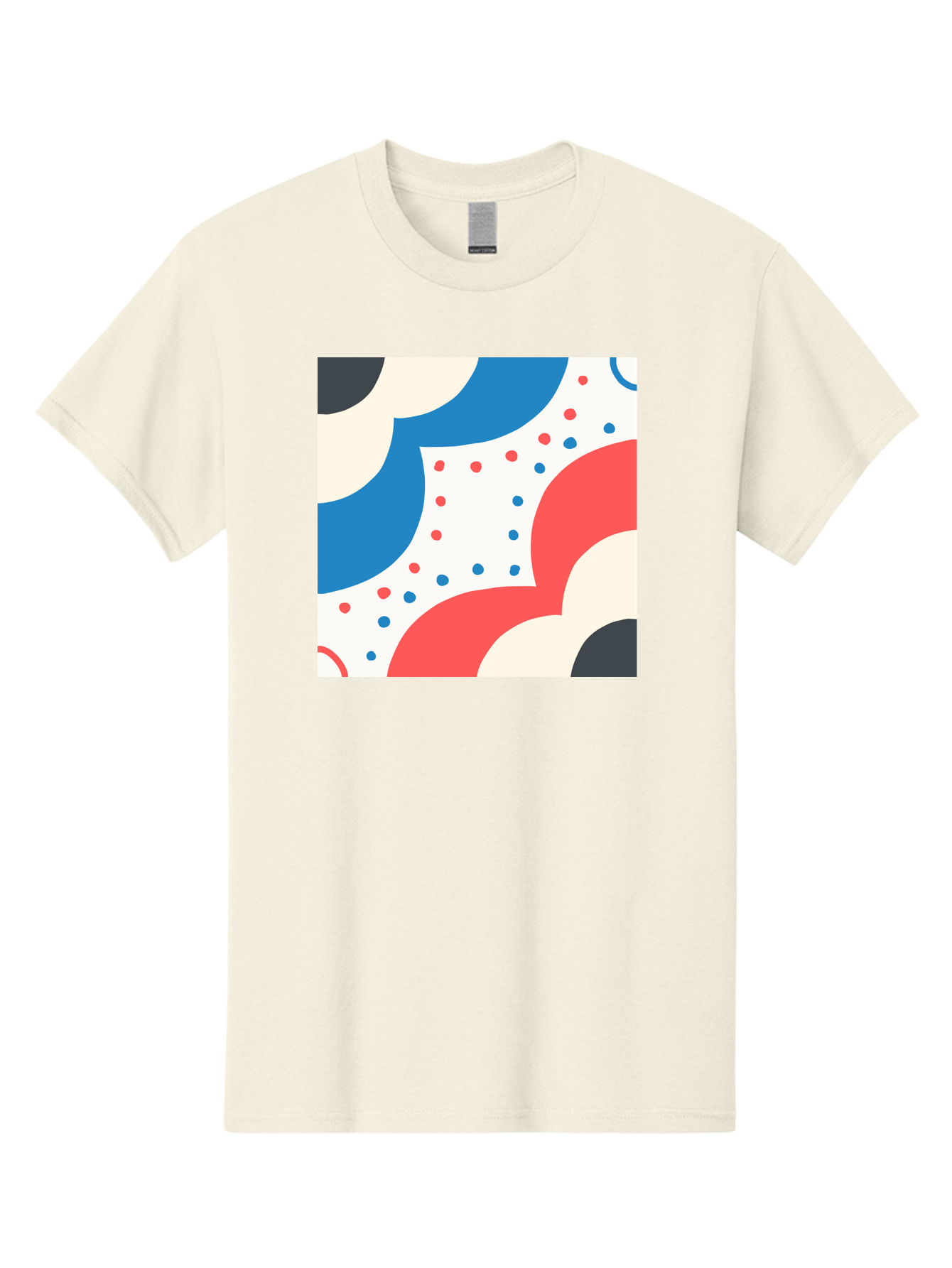 Colorful-Floral-Pattern Men'S Graphic Tee, 100% Cotton, Comfortable Casual Summer Wear, Machine Washable, Geometric Shapes, Abstract Design, Colorful Patterns, Blue Red Black White, Modern Art, Creative Graphics, Dynamic Layout, Aab680