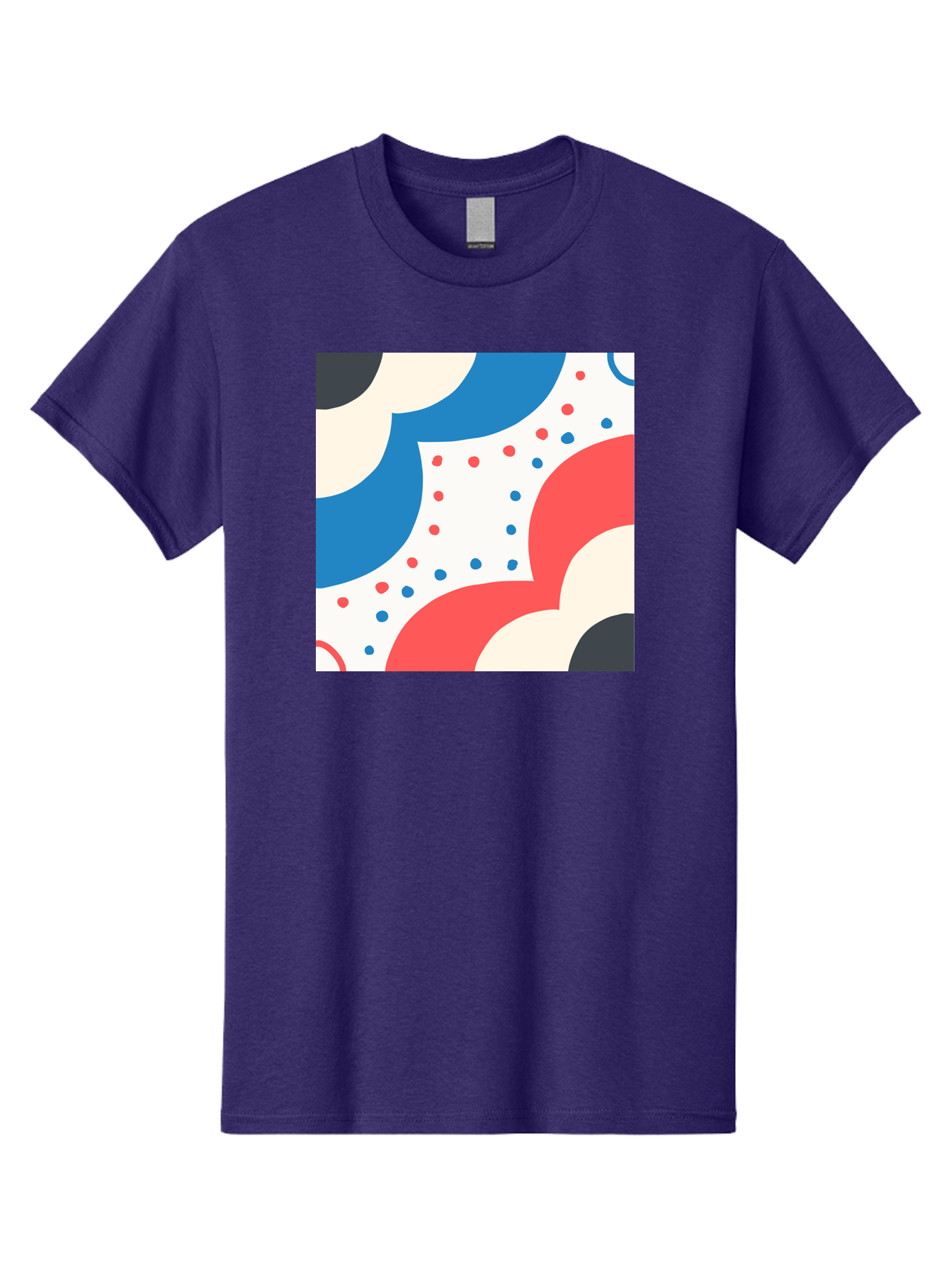 Colorful-Floral-Pattern Men'S Graphic Tee, 100% Cotton, Comfortable Casual Summer Wear, Machine Washable, Geometric Shapes, Abstract Design, Colorful Patterns, Blue Red Black White, Modern Art, Creative Graphics, Dynamic Layout, Aab680