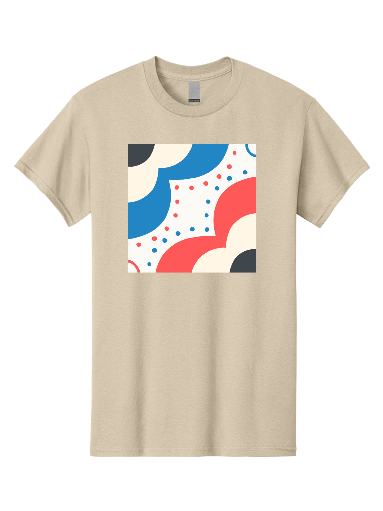 Colorful-Floral-Pattern Men'S Graphic Tee, 100% Cotton, Comfortable Casual Summer Wear, Machine Washable, Geometric Shapes, Abstract Design, Colorful Patterns, Blue Red Black White, Modern Art, Creative Graphics, Dynamic Layout, Aab680